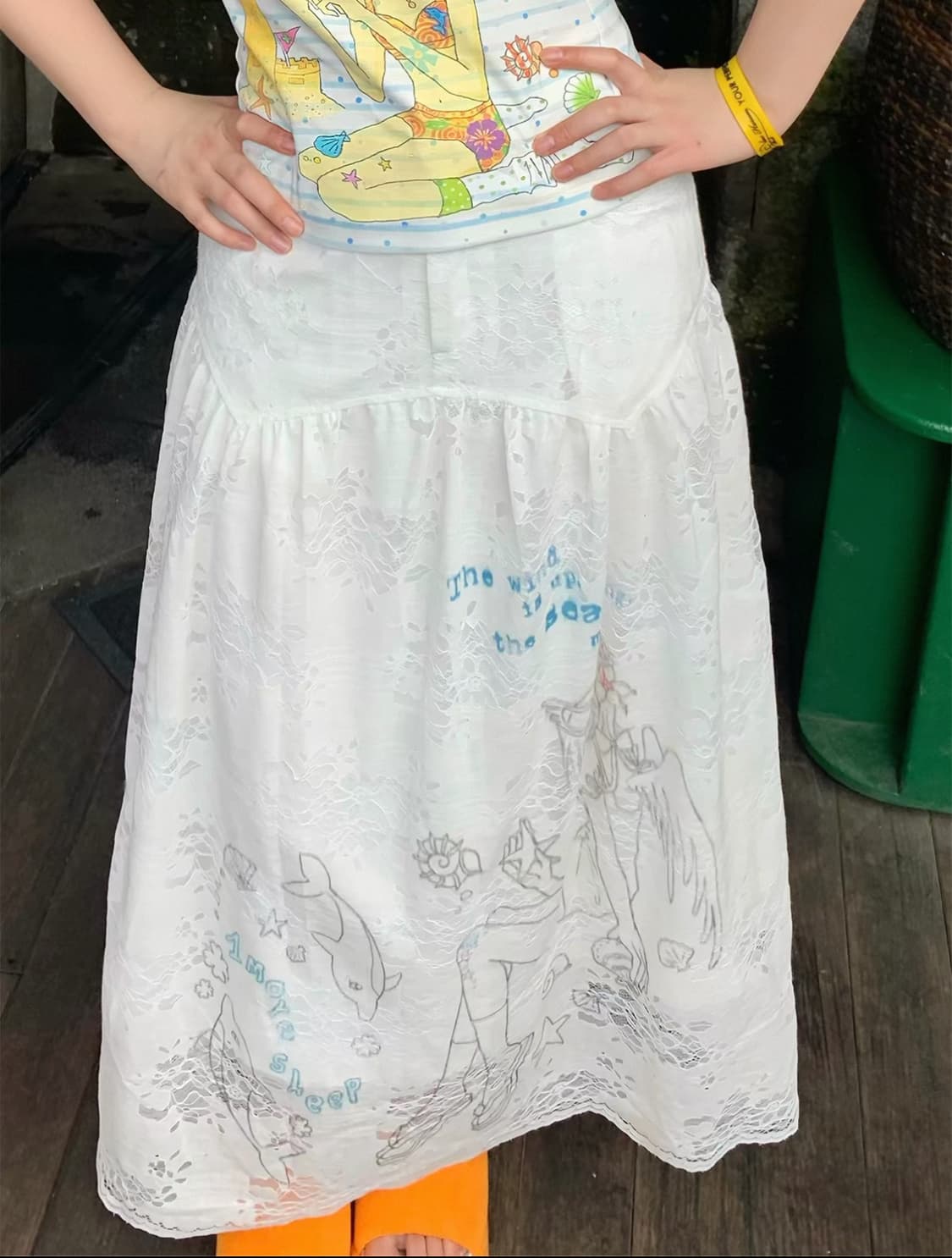 1moresheep 흰색 롱스커트 s 상품이미지1