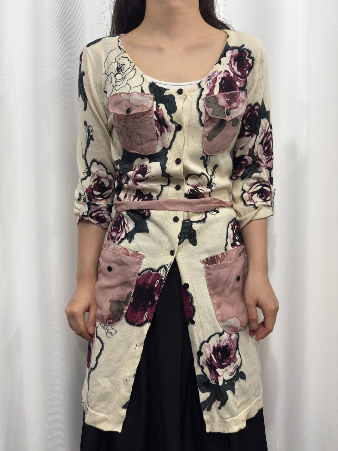 oriental flower design knit cardigan 상품이미지1