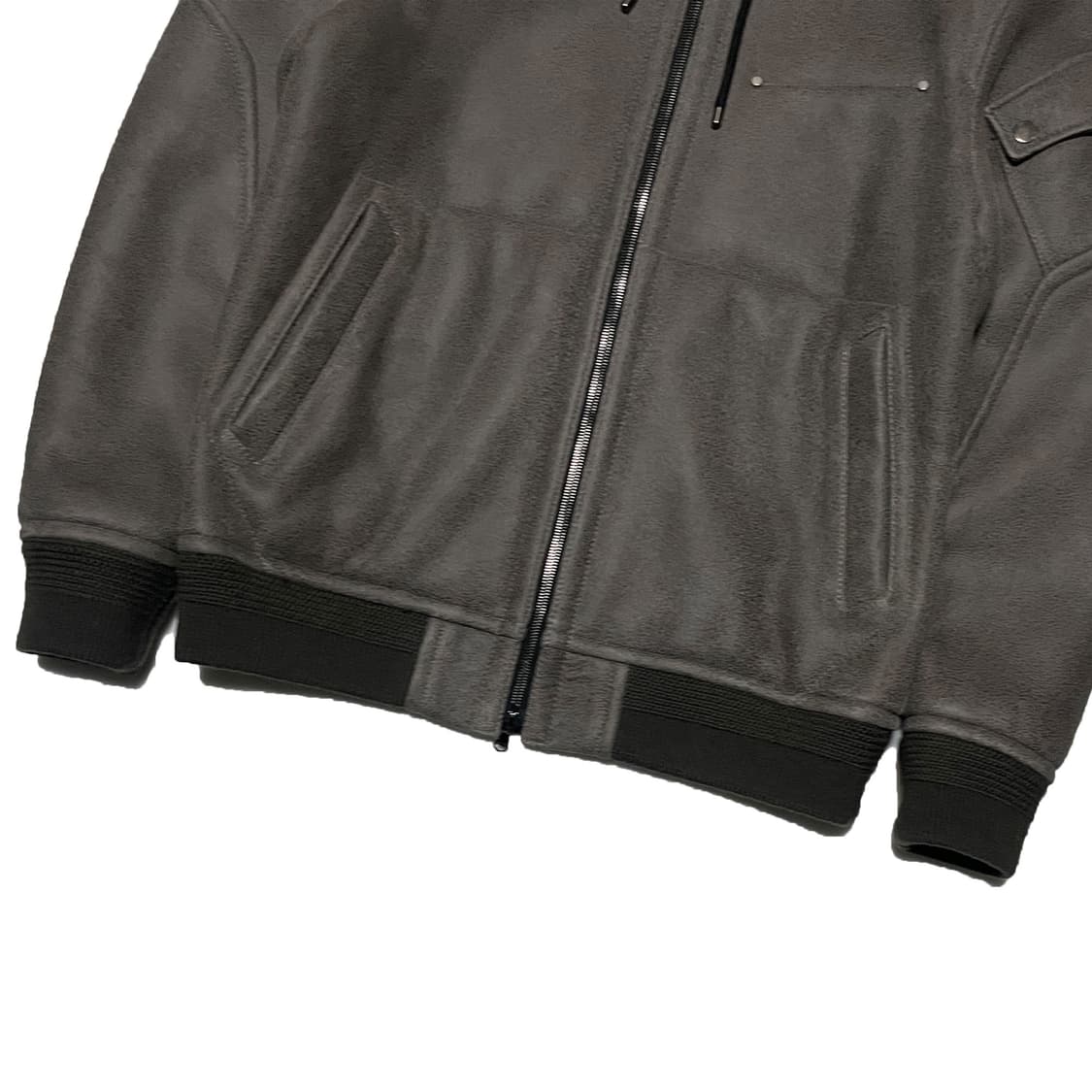 알레그리 무톤 레더 후드 집업 무스탕 상품이미지5