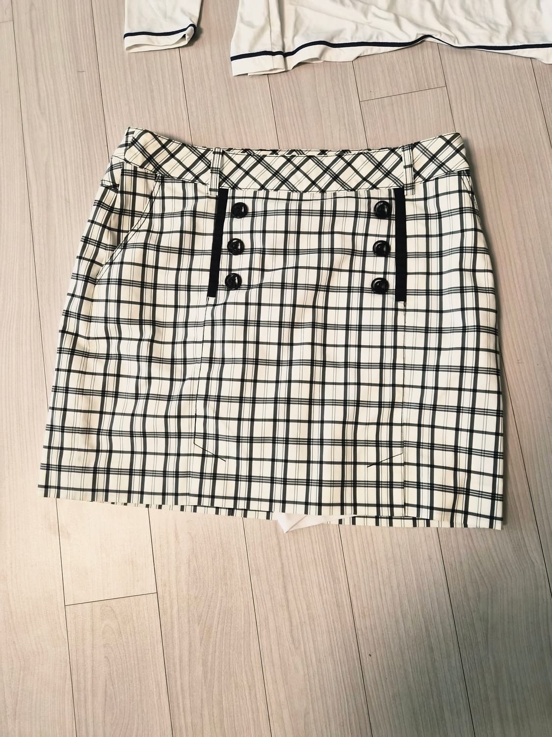 MACAW 마코 더블 버튼 체크 골프 치마 스커트 (속바지 내장, 호칭 상품이미지2