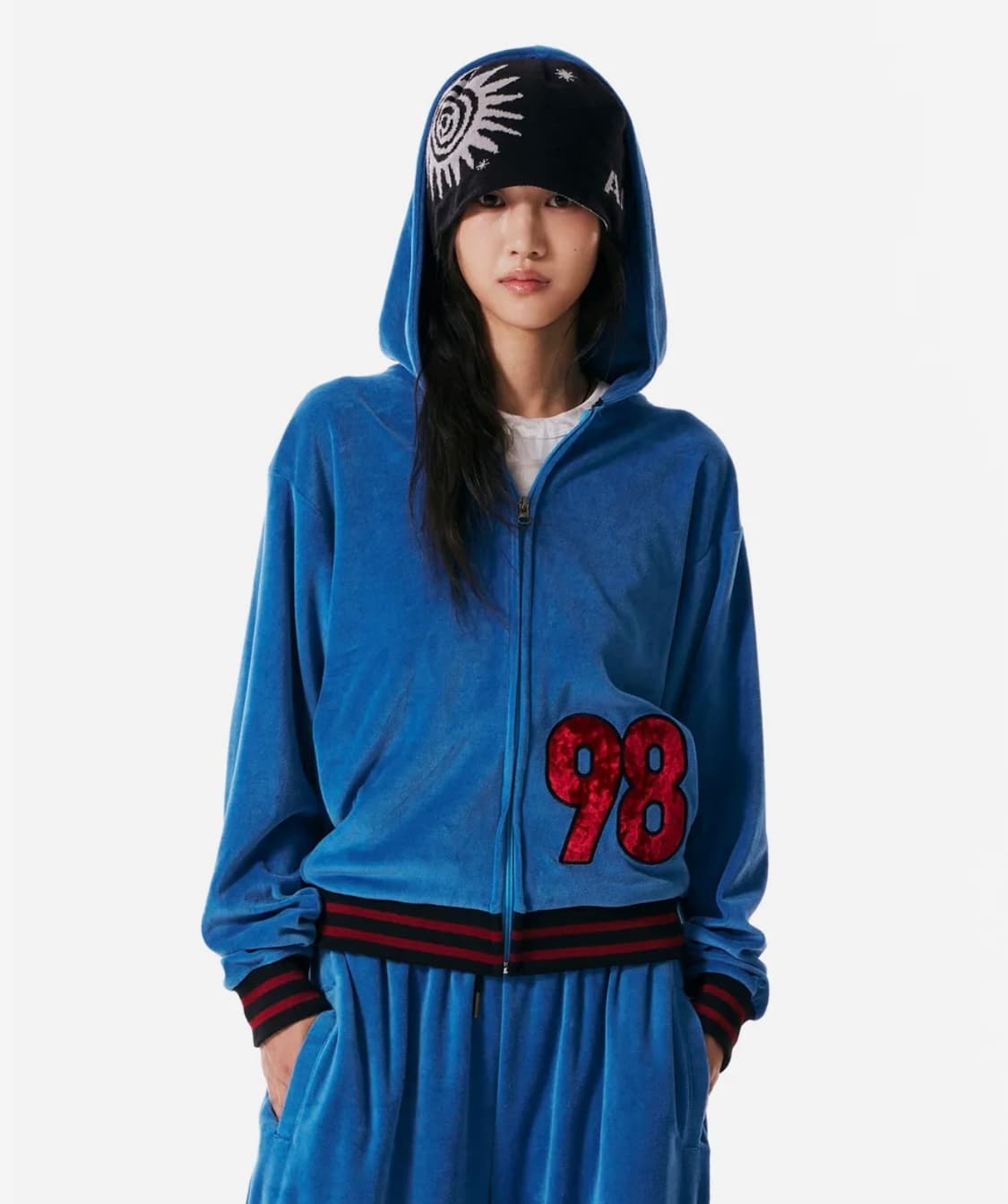 아캄 98 Patch Velour Zip-Up Hoodie (Blue) 상품이미지3