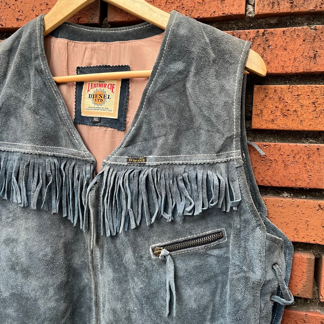 90s Diesel 레더 프린지 베스트 (100) 상품이미지2