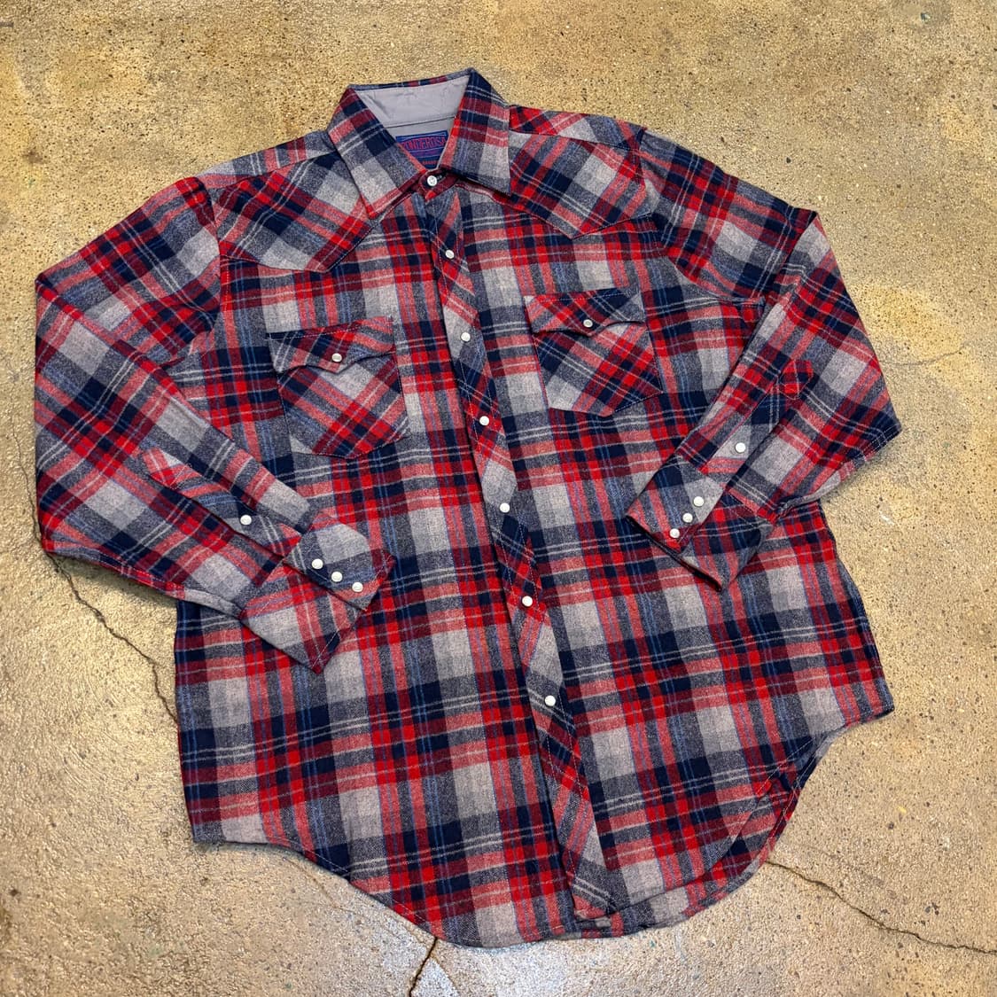 90s Made in Korea 생산 미국 빈티지 울 체크셔츠  상품이미지2