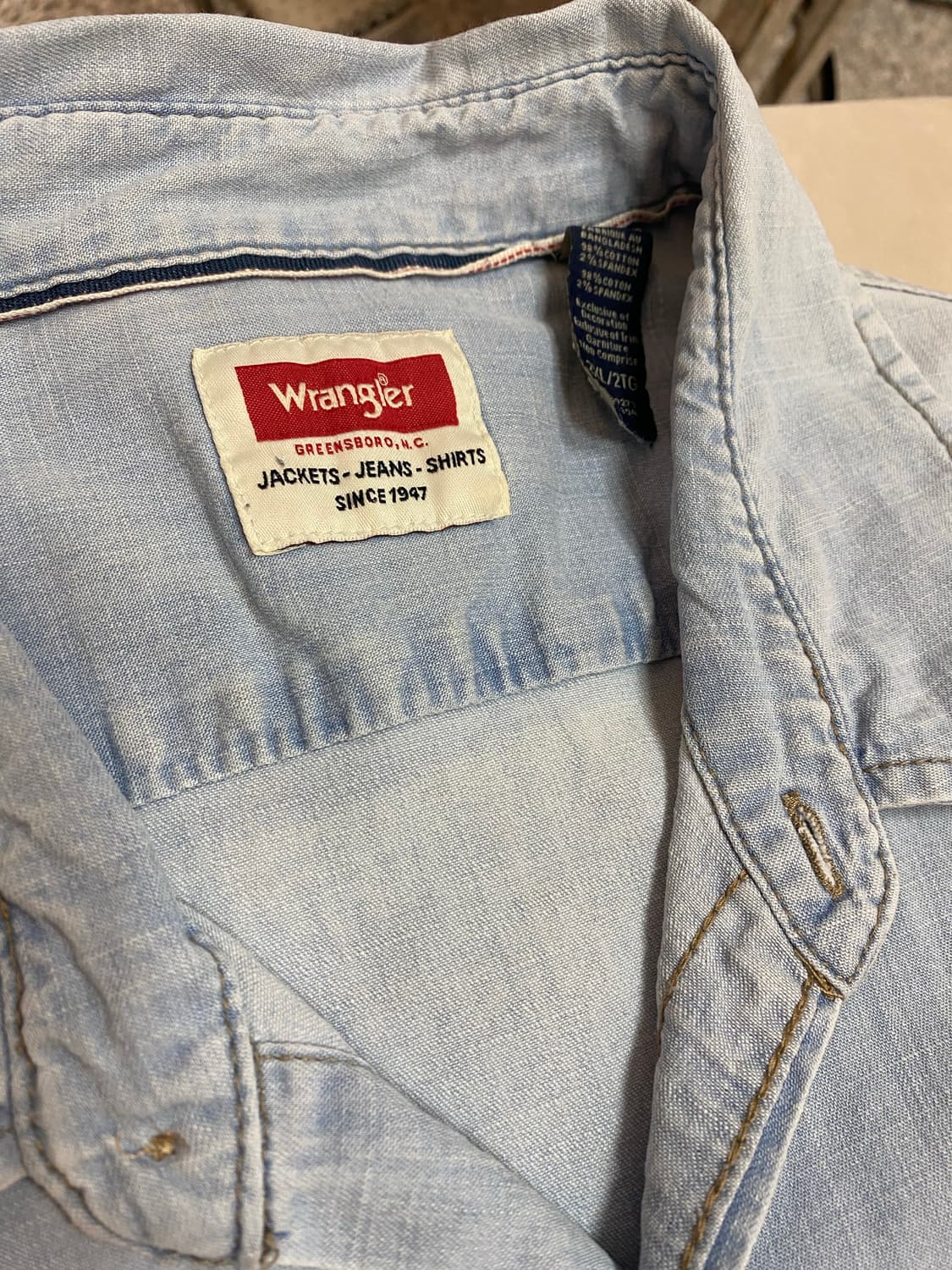 랭글러 wrangler 데님 셔츠 웨스턴 샴브레이 셔츠 2xl 상품이미지2