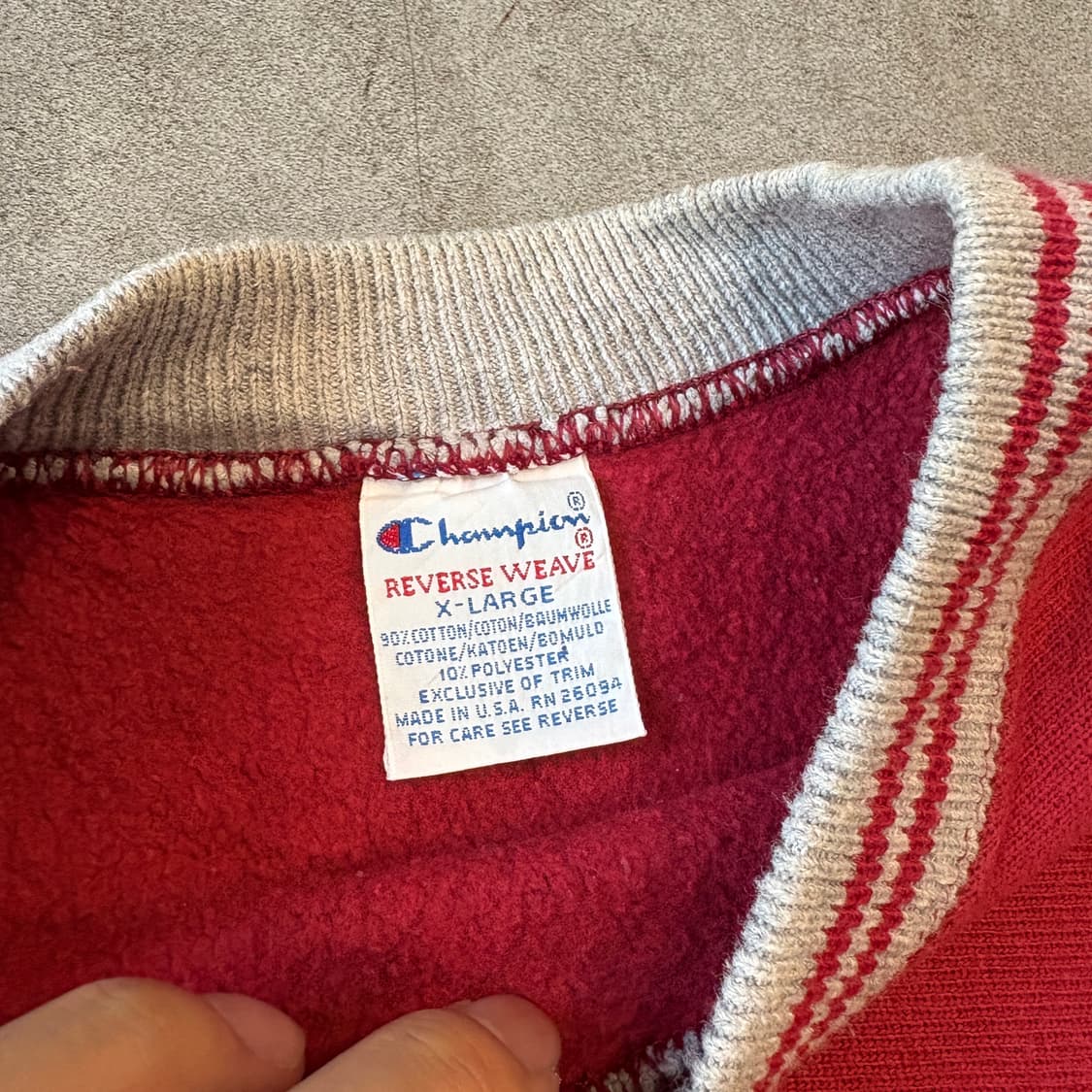 90년대 미국 생산 챔피온 리버스위브 버건디 스웻셔츠 상품이미지5