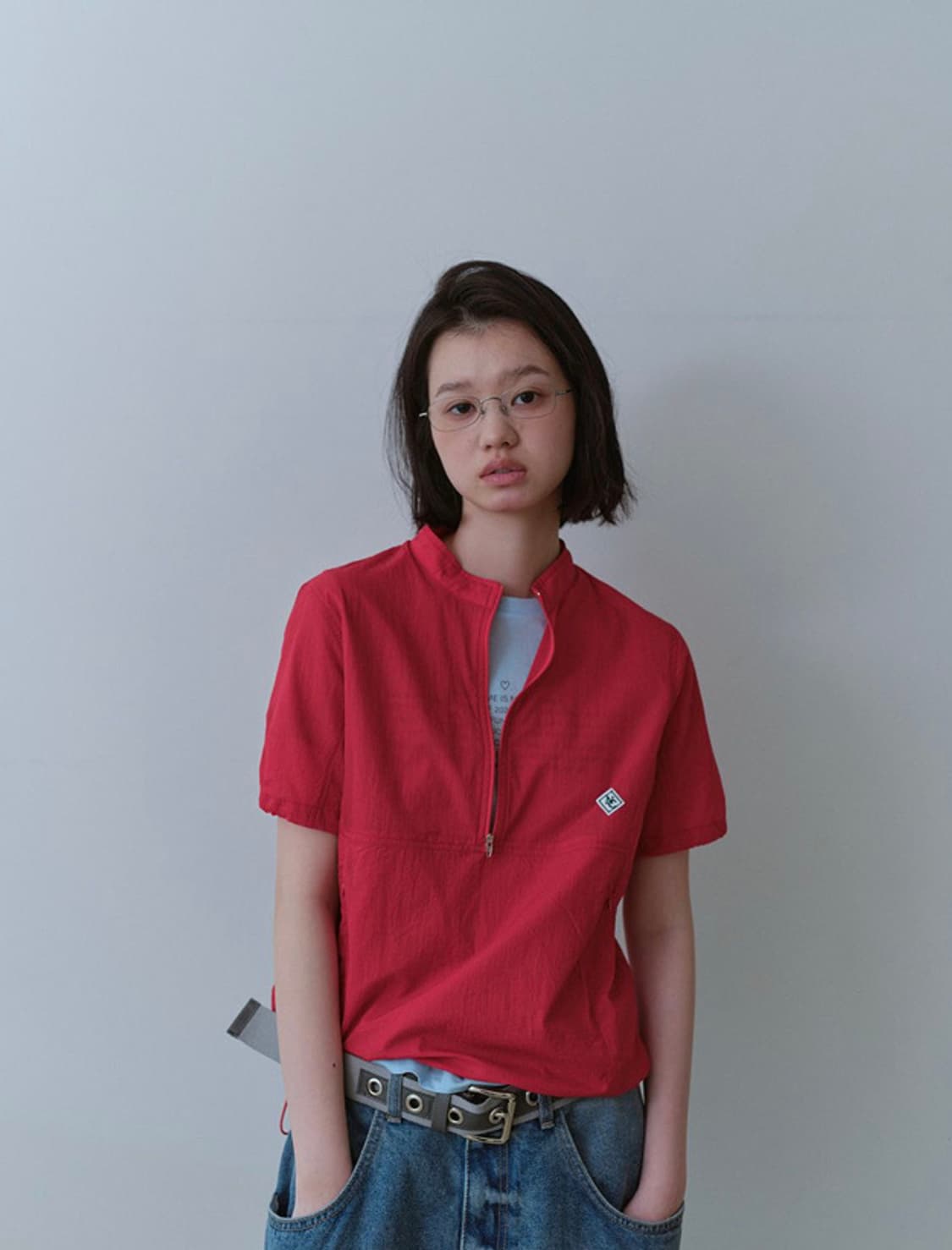 Nocontent 하프집업 윈드브레이커 - red 상품이미지1