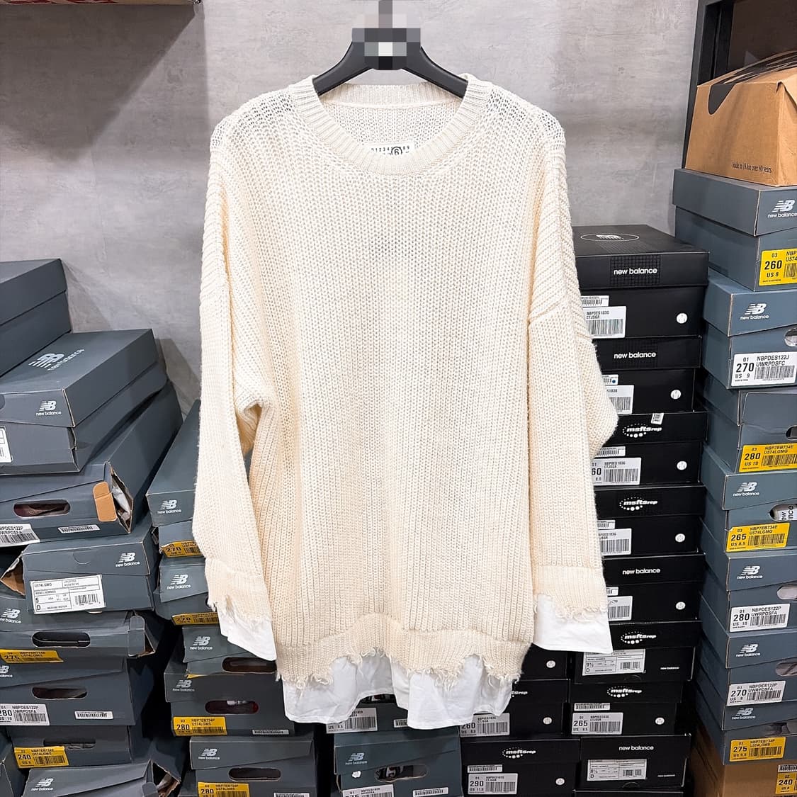 (정품/새상품) 마르지엘라 남성 오프화이트 데미지 레이어드 니트 상품이미지1