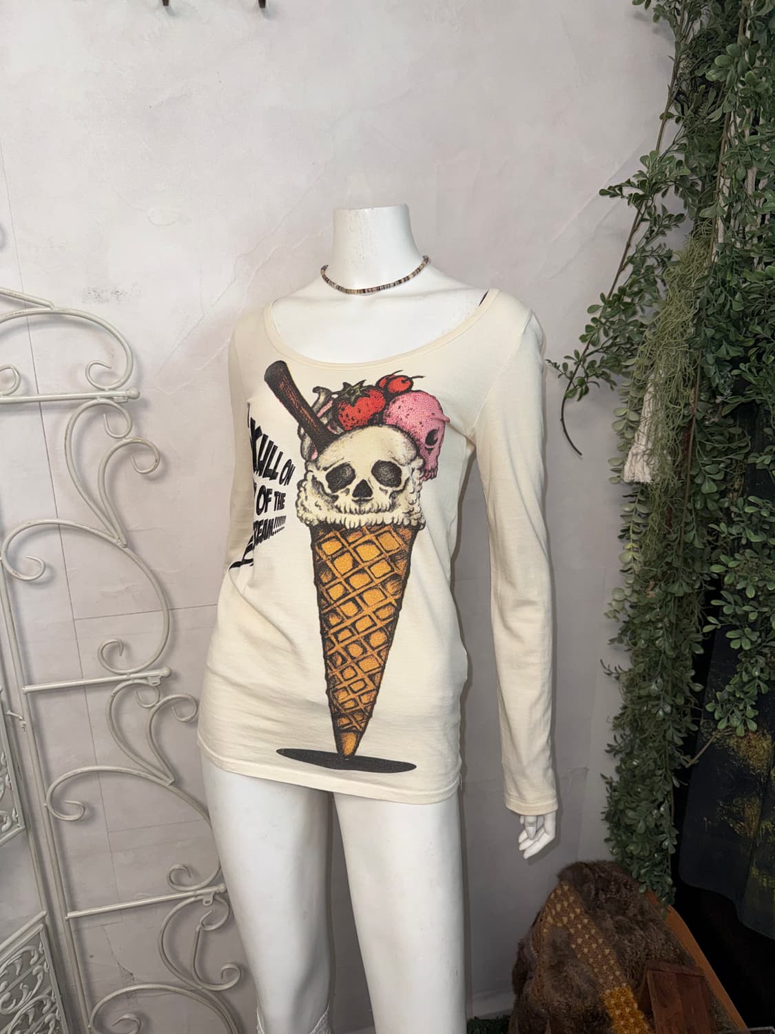 Ivory ice cream skull slim loose sleeve 상품이미지2