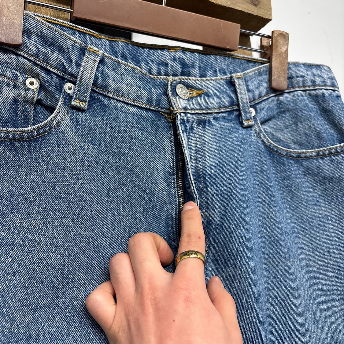 90s 폴로진스 세러데이 진 루즈 스트레이트 핏 데님팬츠 중청 N899 상품이미지5