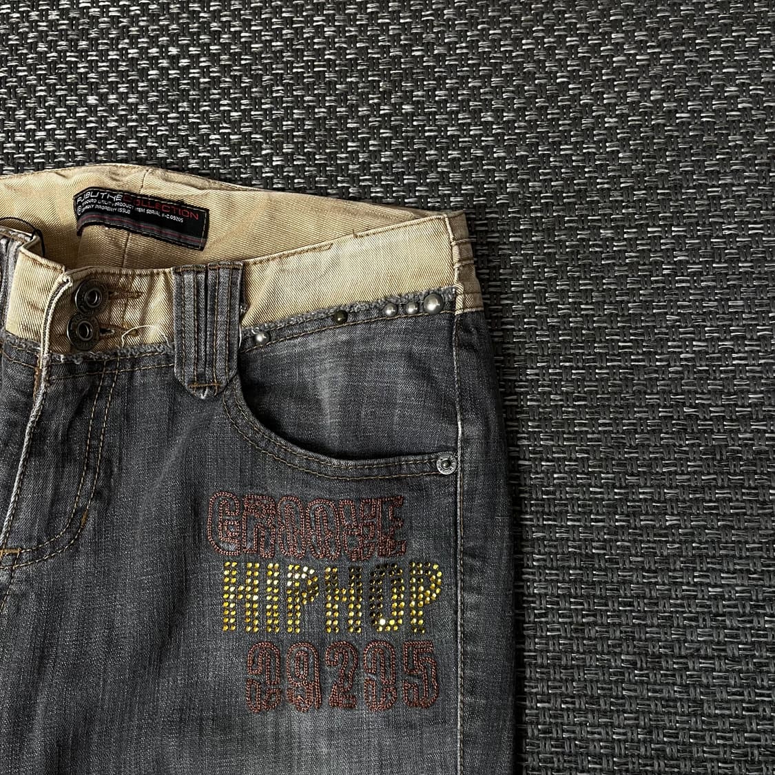 (29) 후부 그레이 큐빅 포인트 데님 팬츠 세미부츠컷 상품이미지3