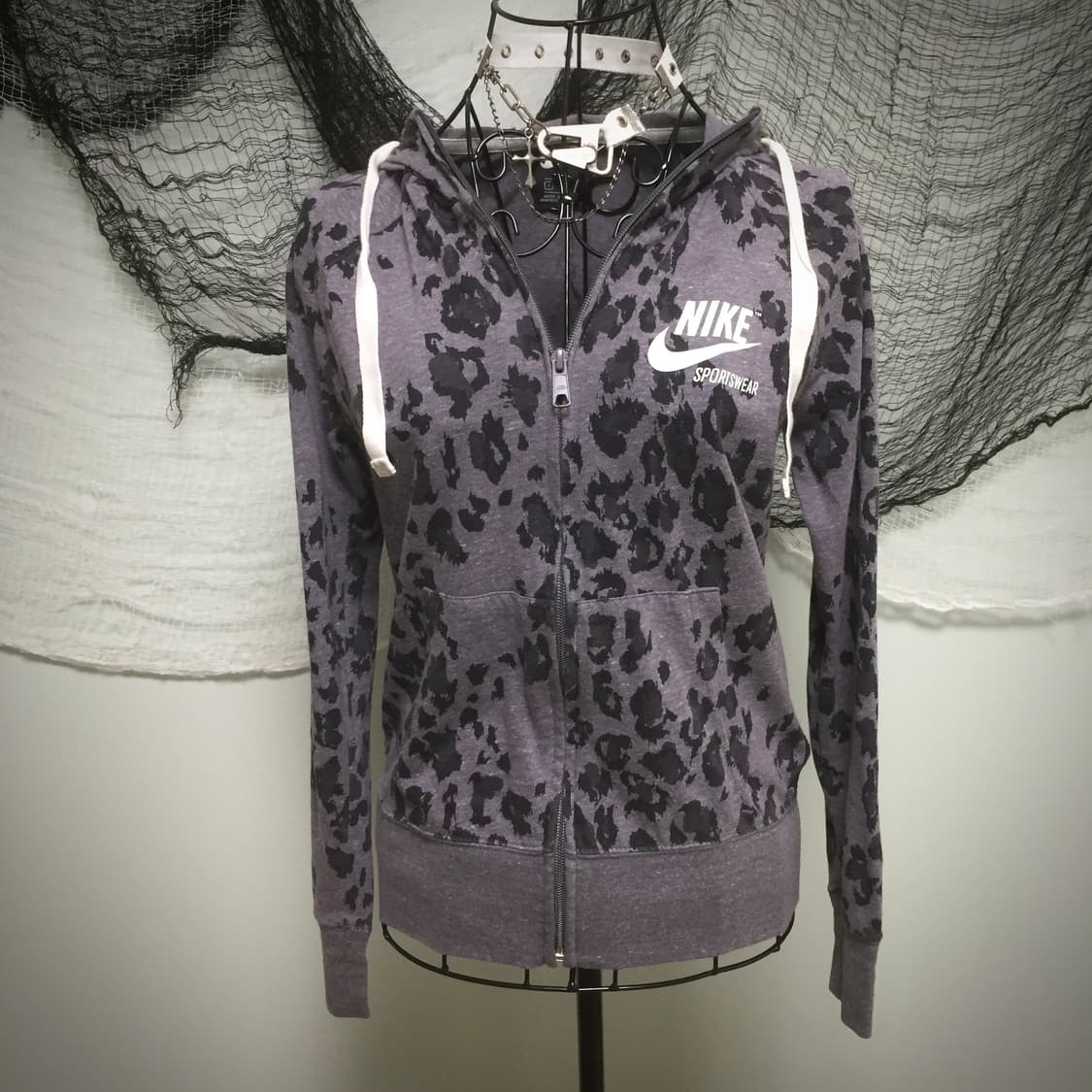 Vtg Nike gray leopard slim hood zip-up 상품이미지7