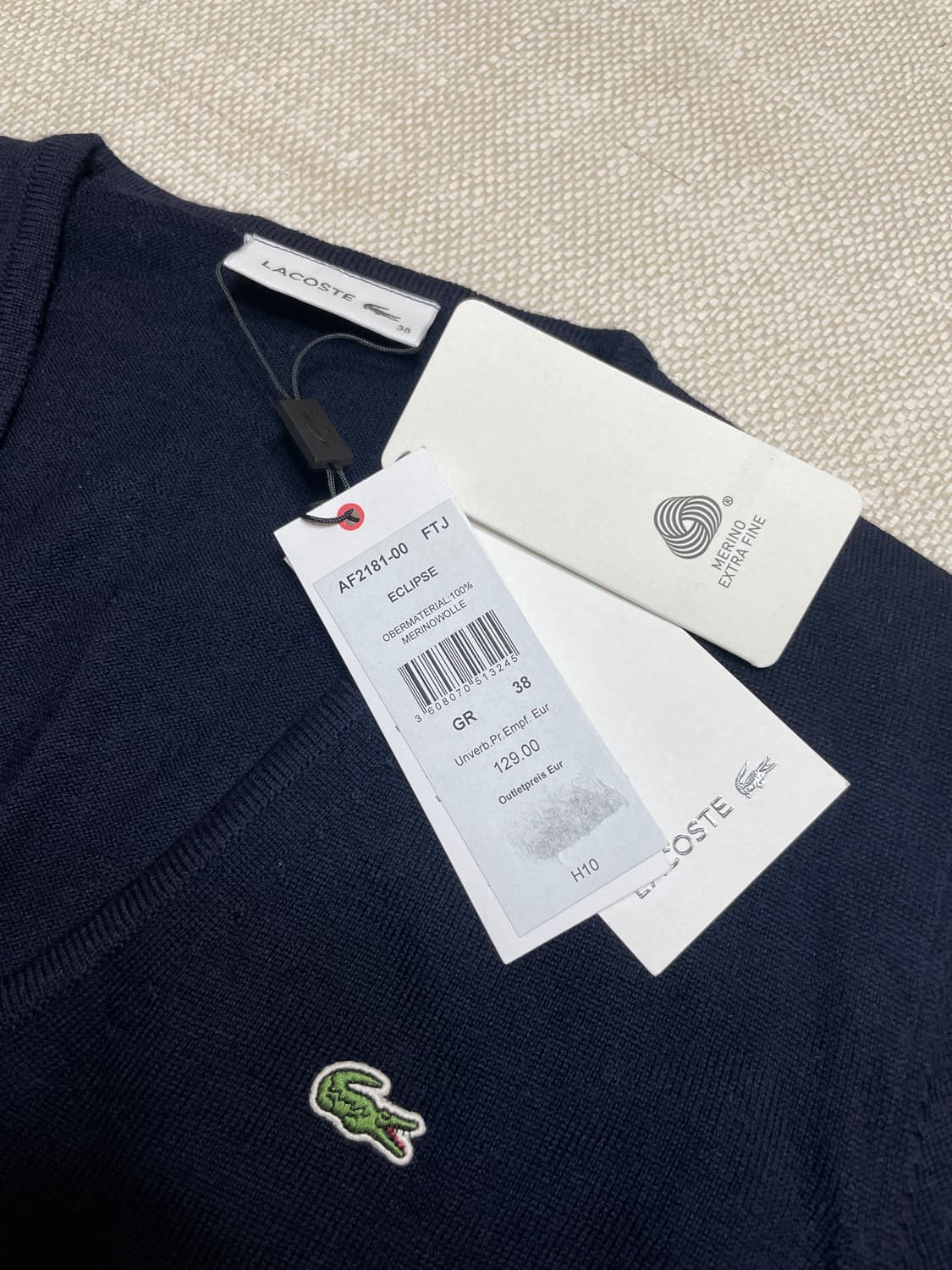 [택O새제품] 라코스테 FW 울100% 테니스 스웨터 - V넥 니트 네이 상품이미지5