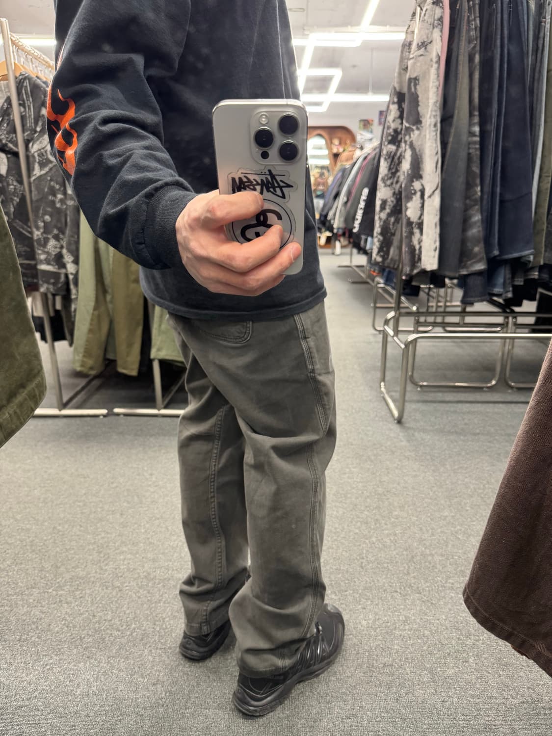 32)칼하트 빈티지 차콜 싱글니 워크팬츠 상품이미지1