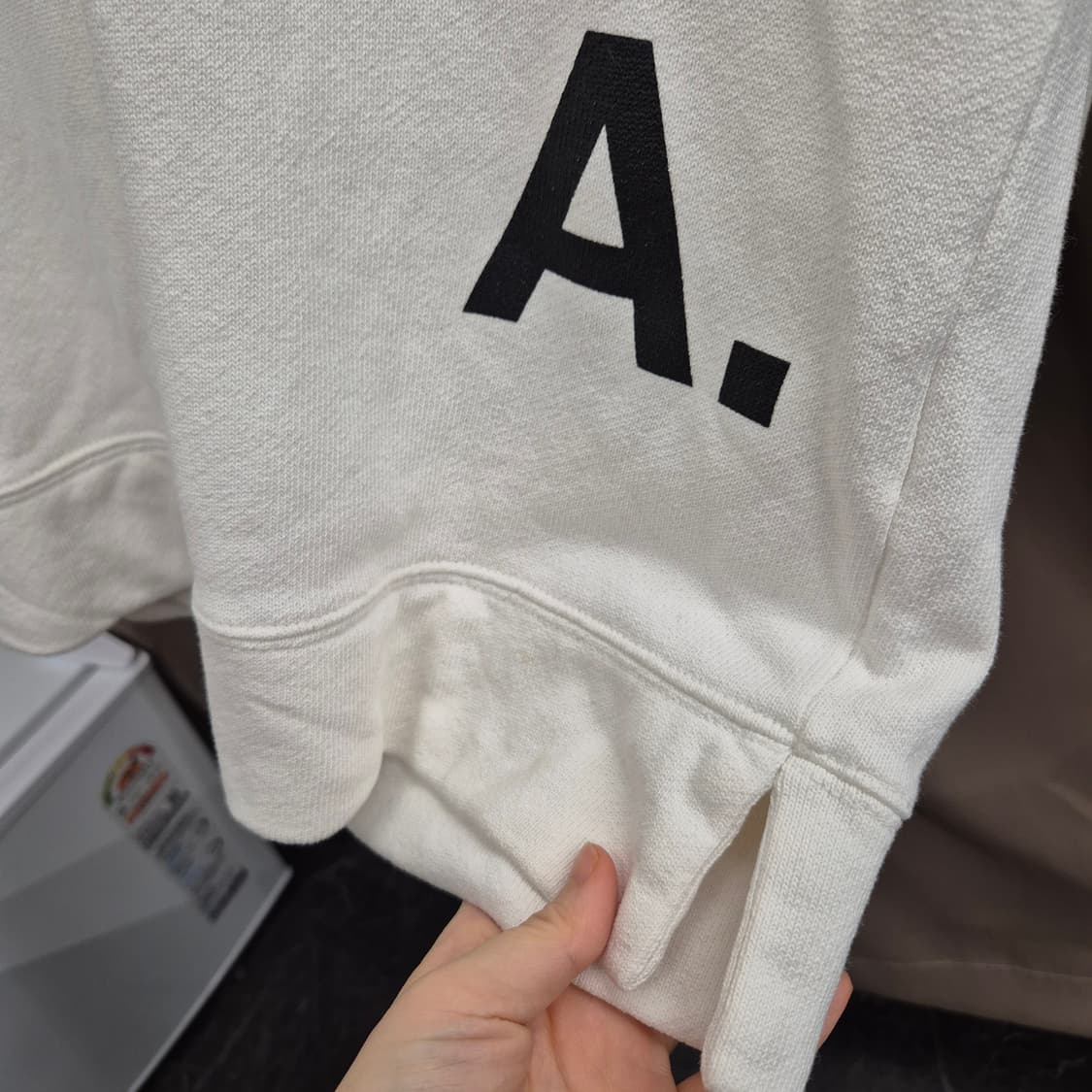 아페쎼 흰색 후드티 M 상품이미지3