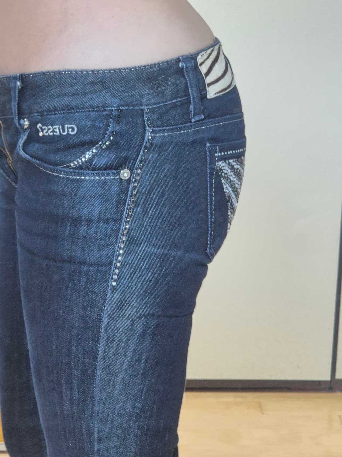 개미친 y2k 지브라 로우라이즈 스키니진 상품이미지6