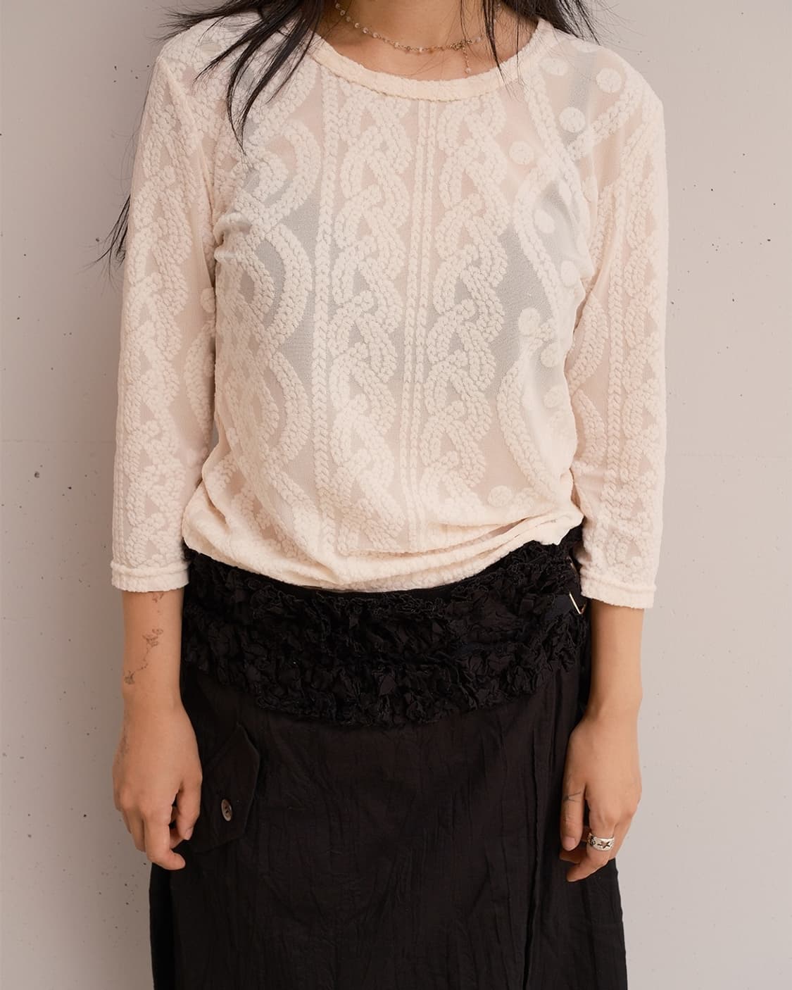 Aran jacquard sheer top 상품이미지3