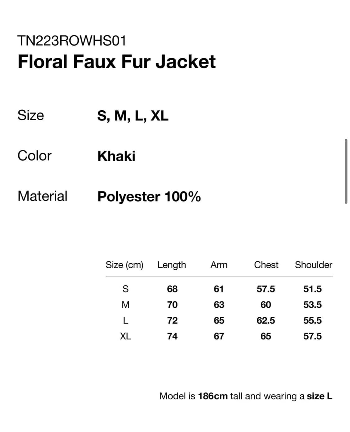 디스이즈네버댓 Floral Faux Fur Jacket Khaki 상품이미지6