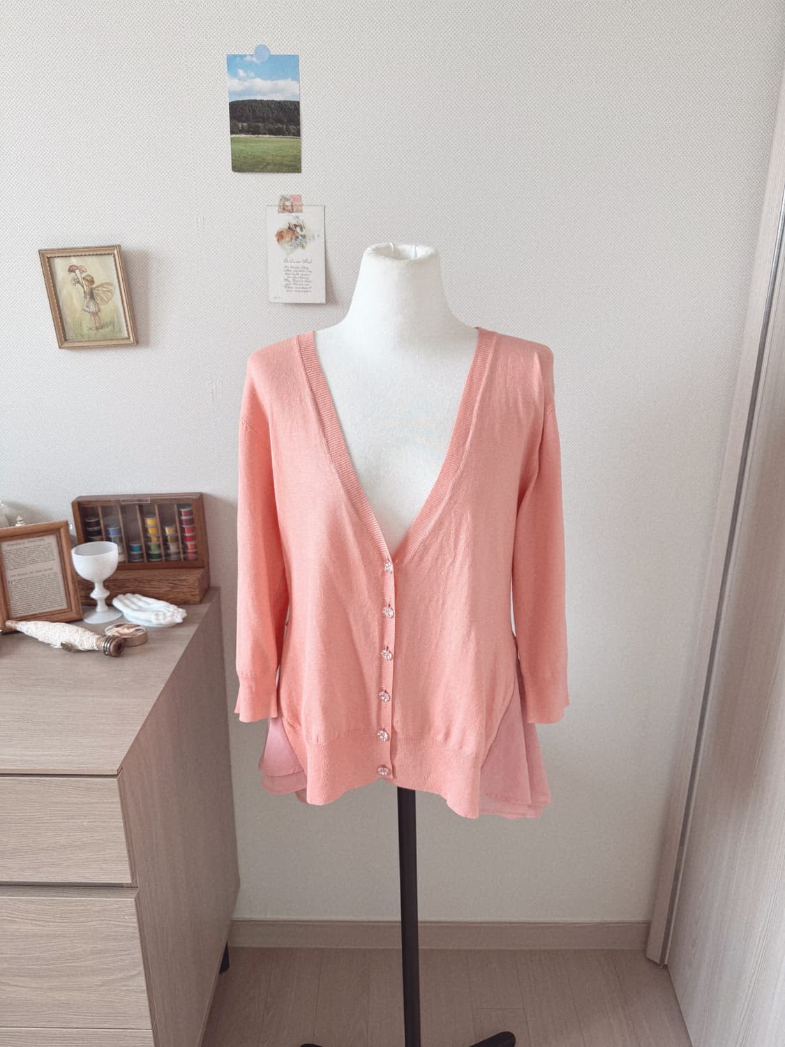 코랄 유리알단추 모리걸 가디건 상품이미지1