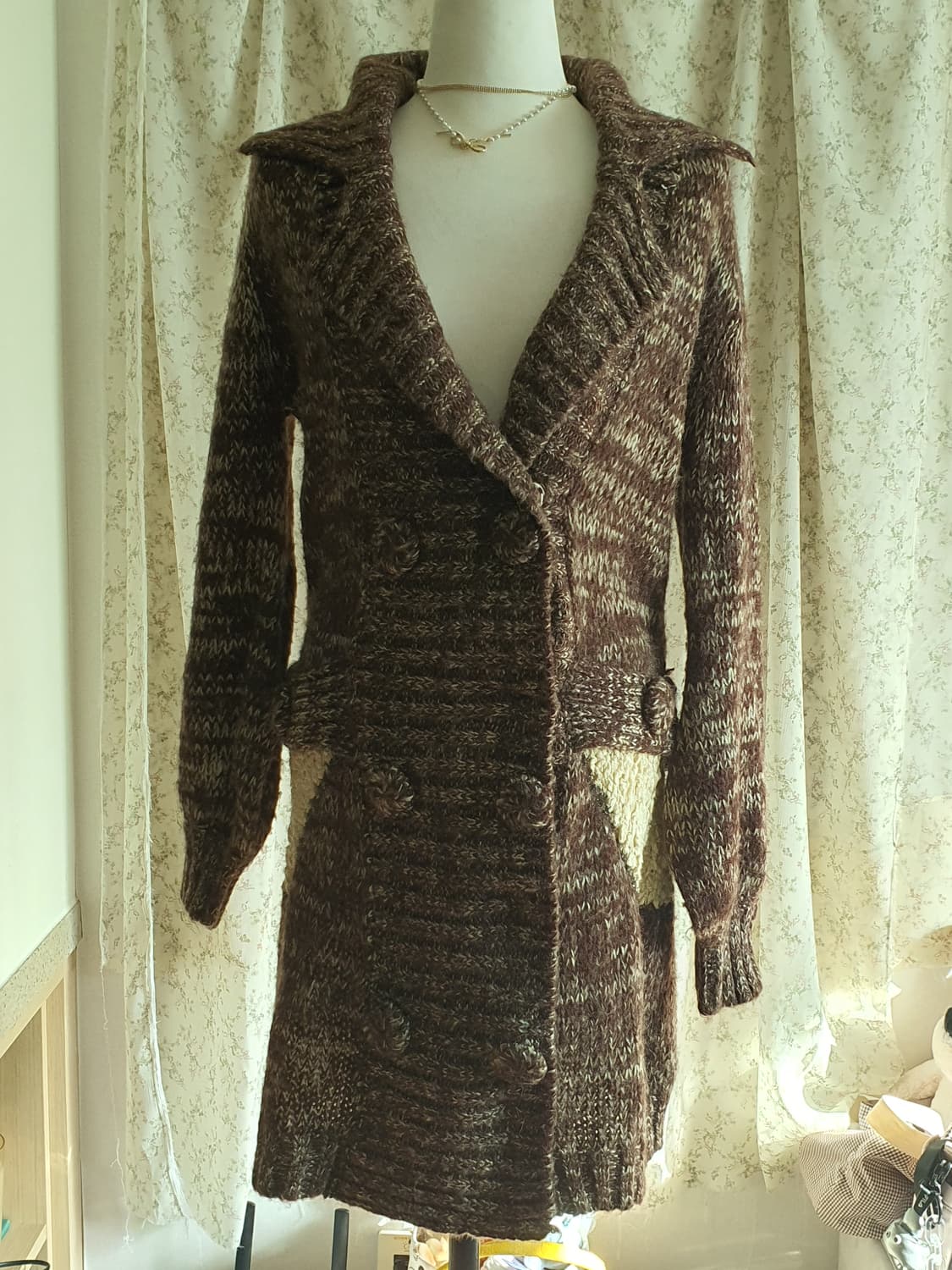 [모리걸] 빈티지 브라운 롱 니트 가디건 상품이미지1