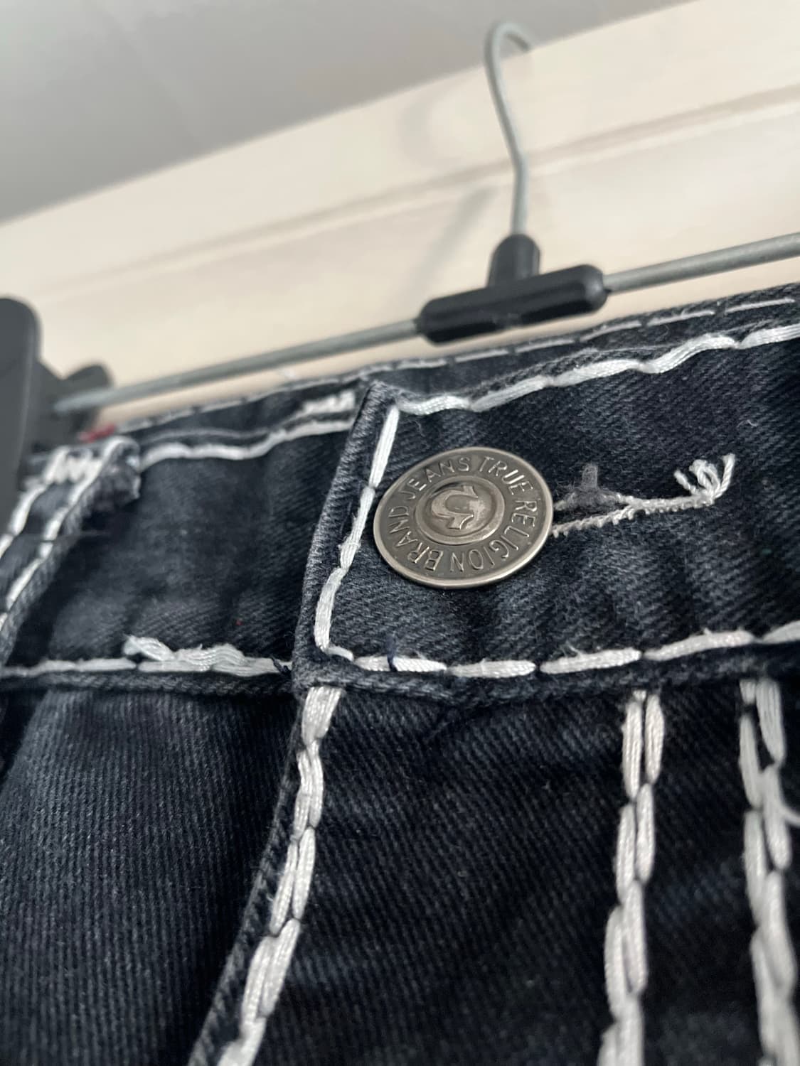 트루릴리전 블랙 와이드 패치 스트레이트 진 상품이미지4