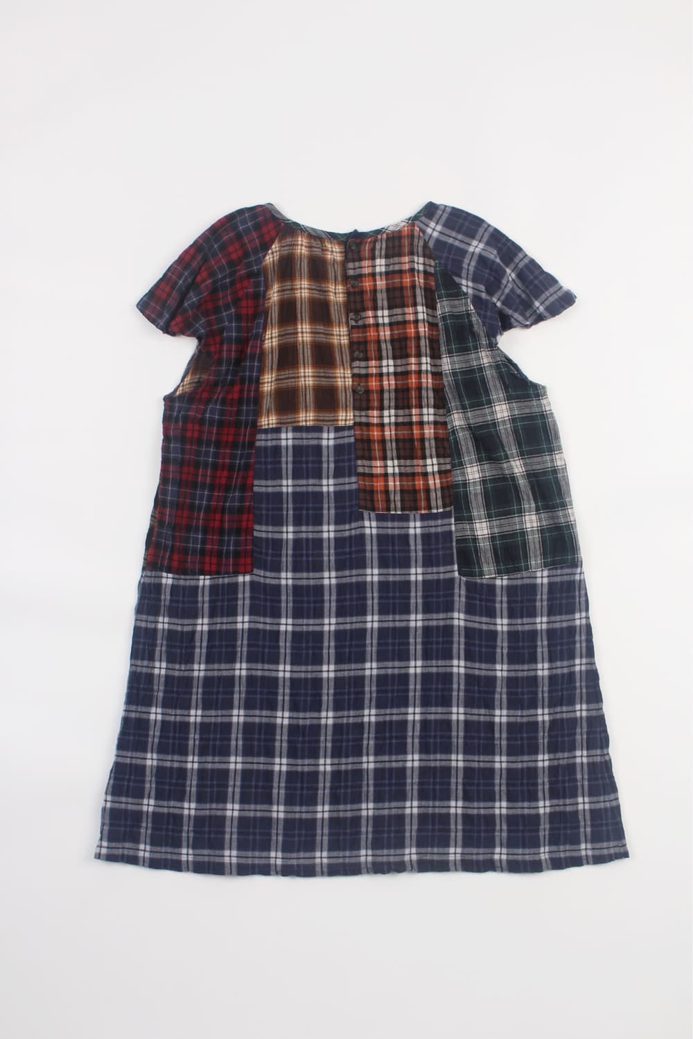 JPN Patchwork Plaid Raglan One piece 상품이미지7