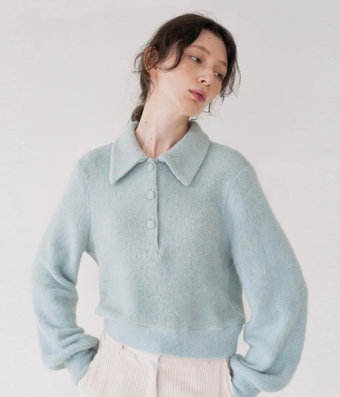 [라티젠] 민트색 뽀글이 카라 니트 판매합니다 상품이미지2