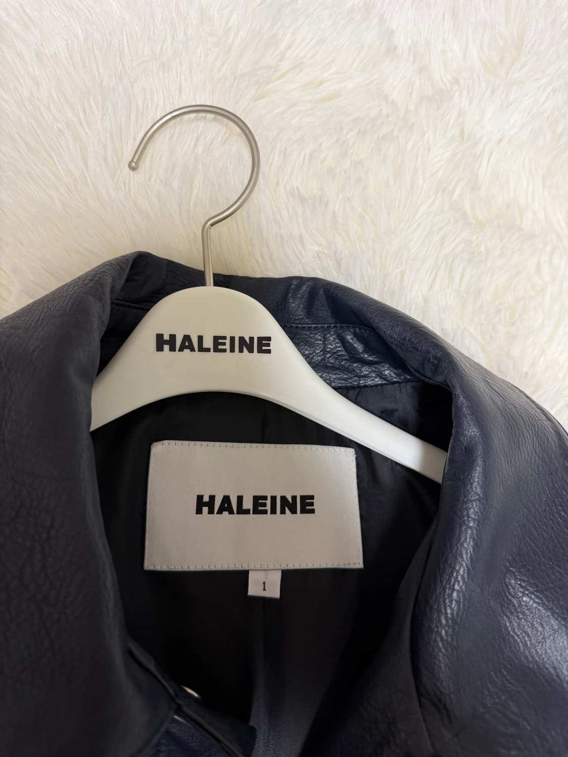 알렌느 트러커 레더 자켓 1사이즈 네이비 상품이미지5