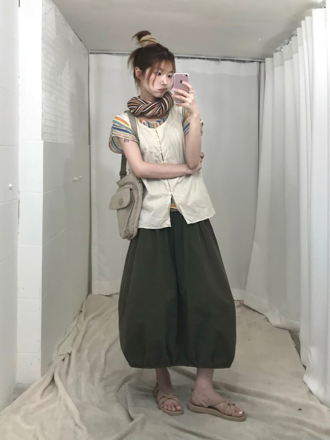 🍊 빈티지 오렌지 카키 히피 아메카지 코디 세트 상품이미지1