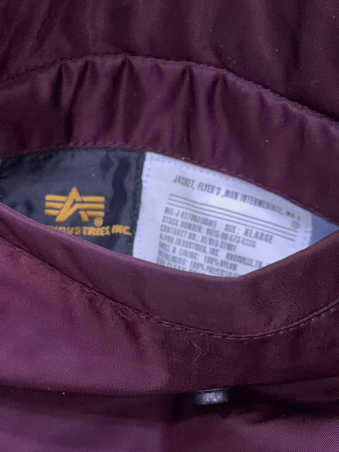 알파인더스트리 MA-1 마룬 항공점퍼 버건디 XL 상품이미지9