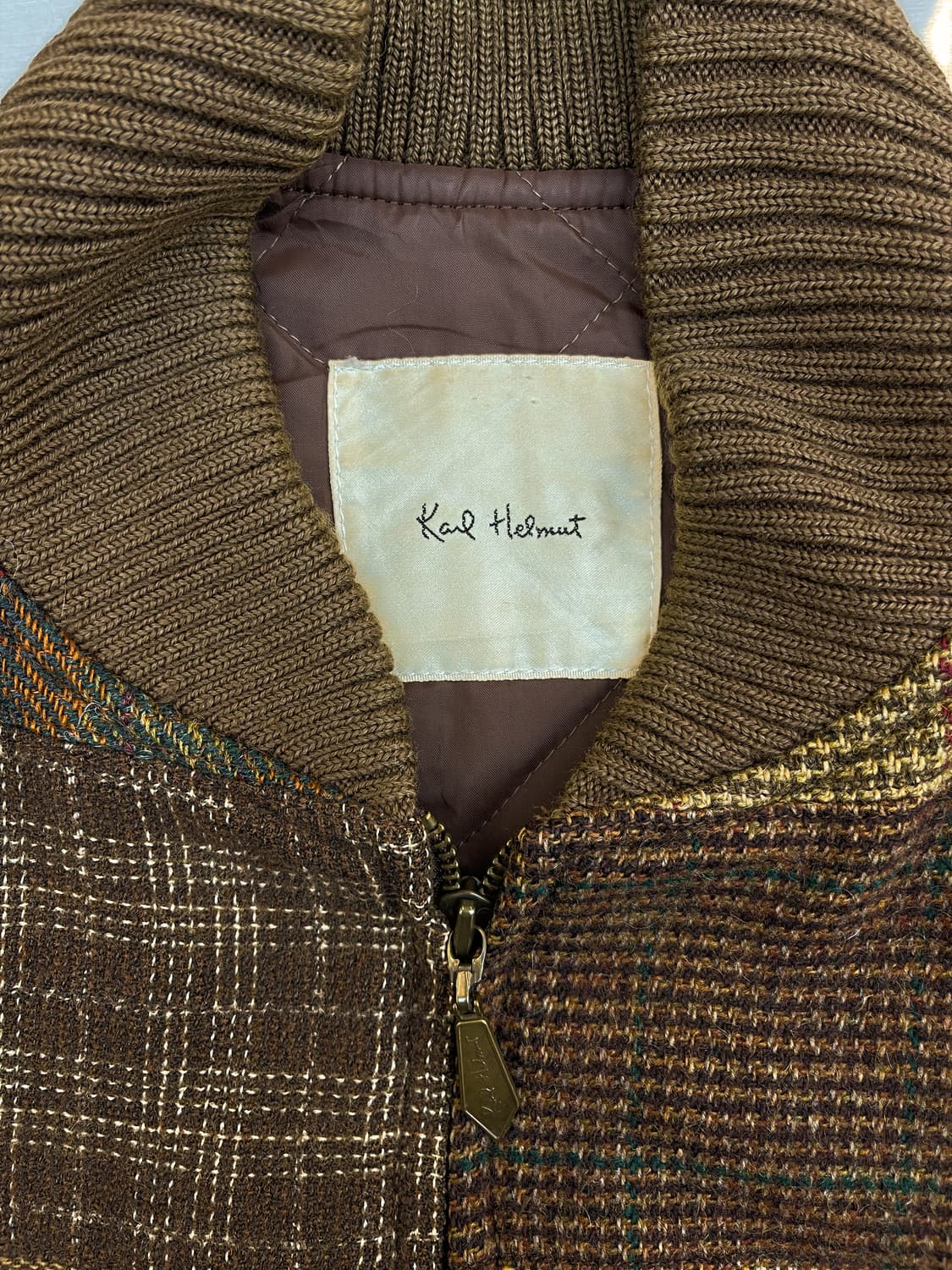 칼 헬무트 90s 체크 패치워크 울 자켓 상품이미지7