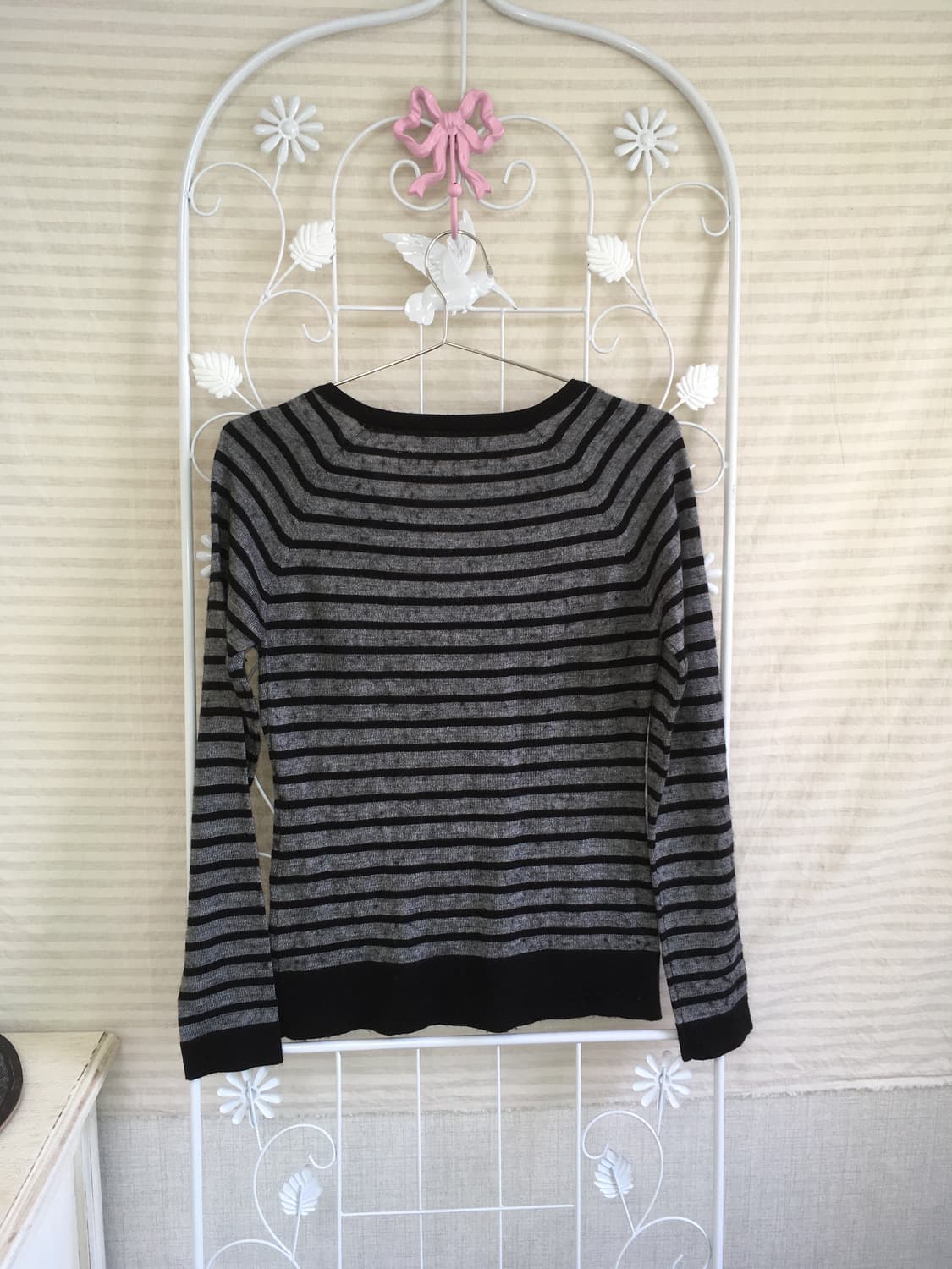 jpn vintage 블랙 차콜 스트라이프 브이넥 니트 y2k 스트릿 갸 상품이미지5