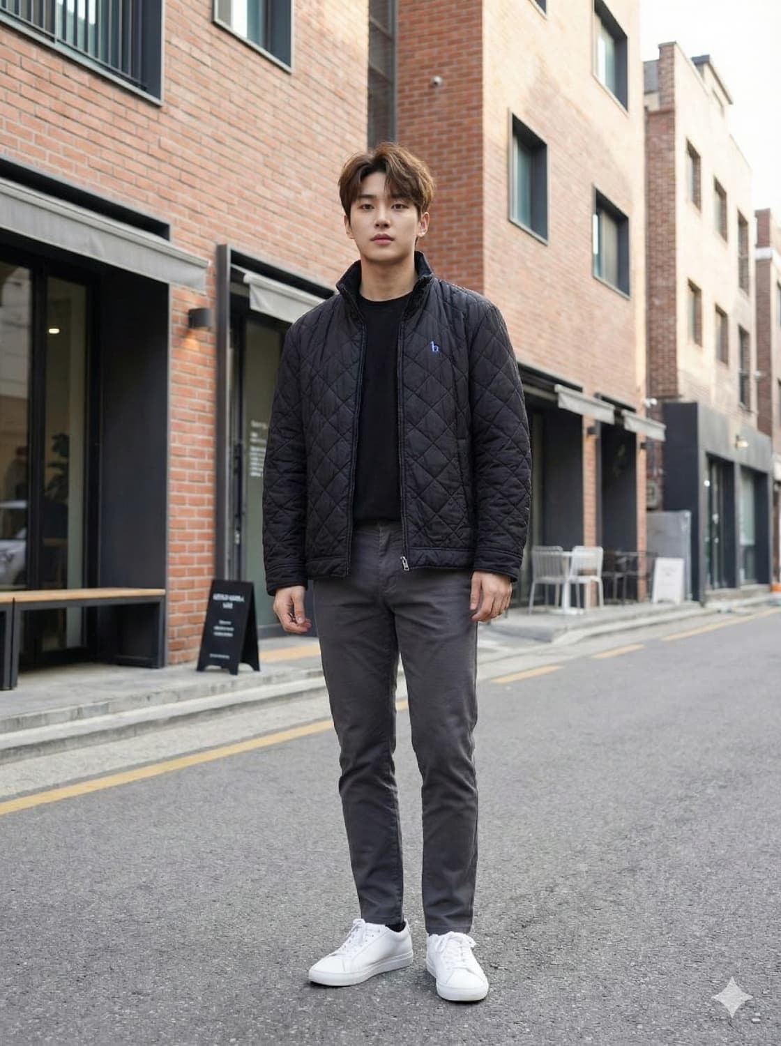 HAZZYS 헤지스 블랙 다이아 퀼팅 자켓 상품이미지1