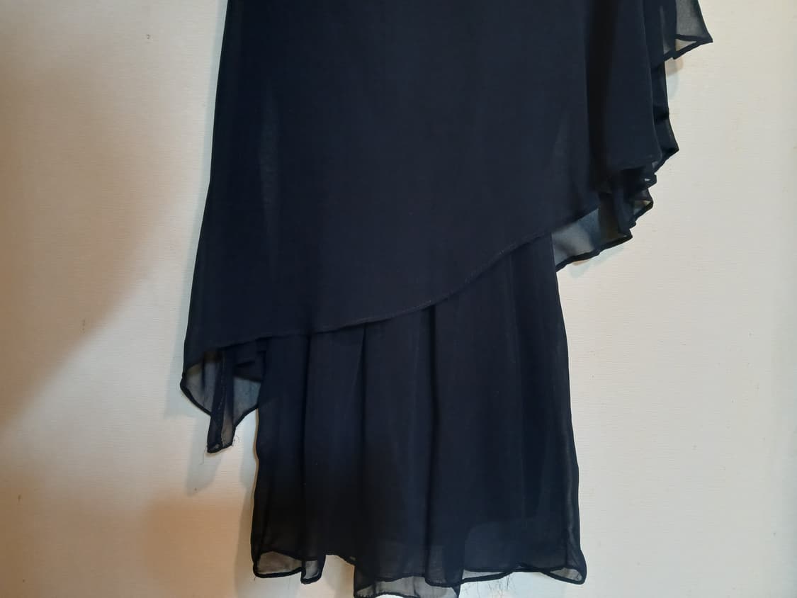 여신 쉬폰 레이어드 드레스 네이비 소매 비대칭 원피스 가벼운 섹시 홀복 상품이미지4