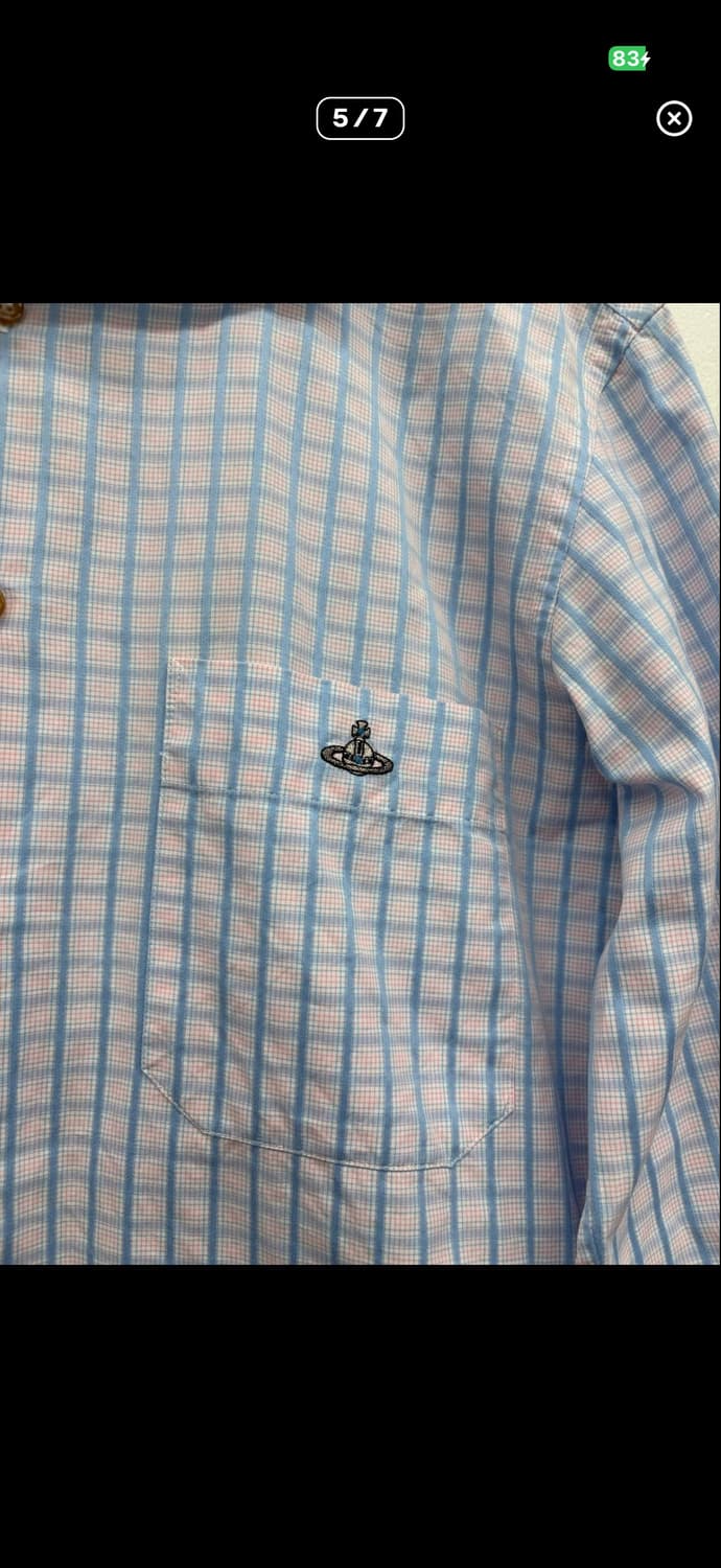 비비안웨스트우드 맨 깅엄체크 스트라이프 배색 셔츠 상품이미지3