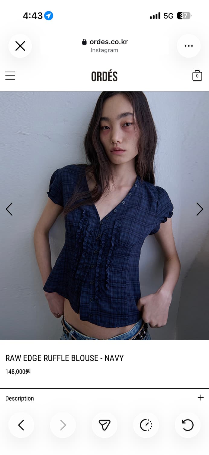 ORDES 블라우스 네이비  상품이미지1
