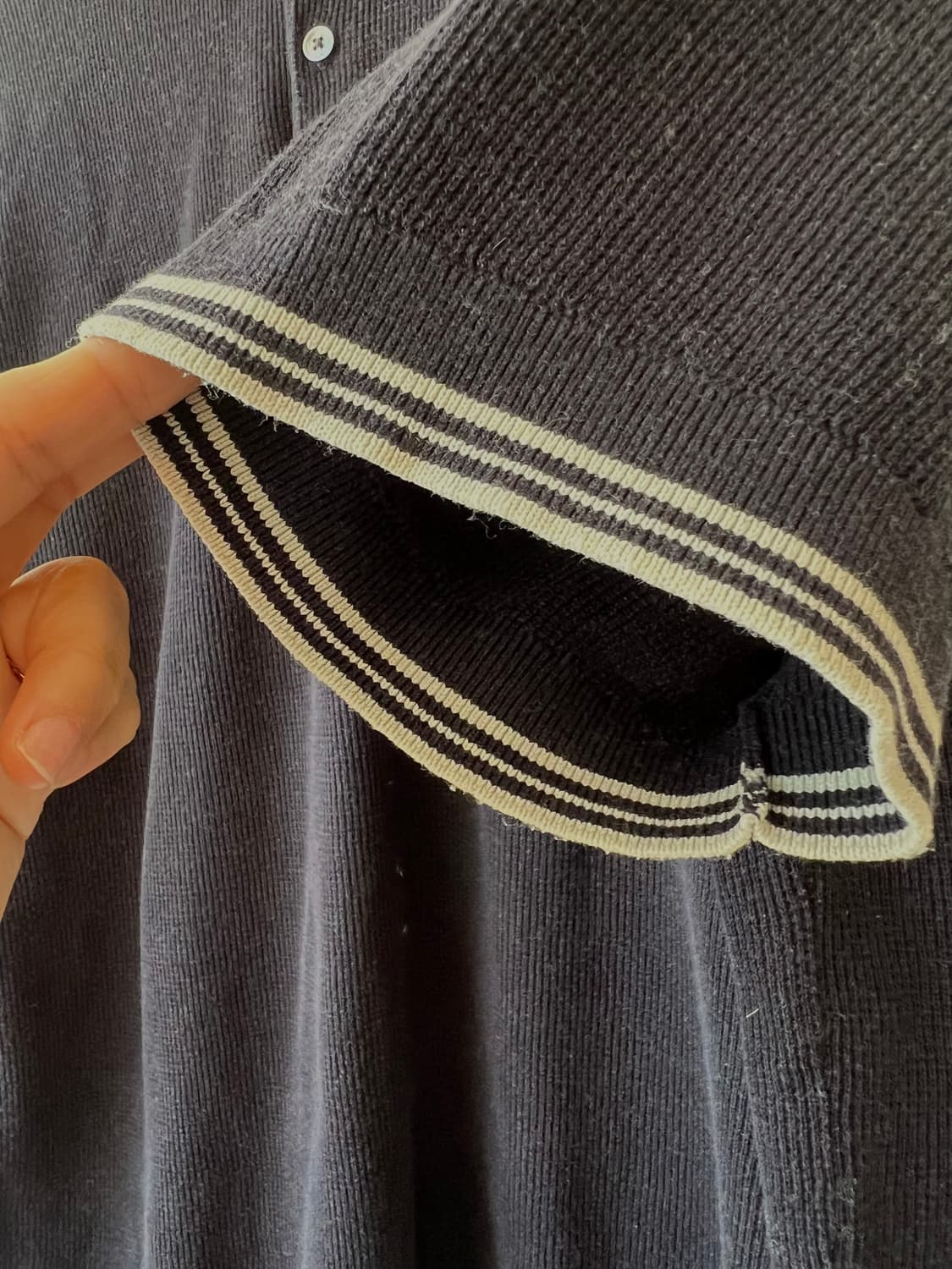 마시모뚜띠 남성 네이비 와플티셔츠 카라반팔티셔츠 상품이미지4