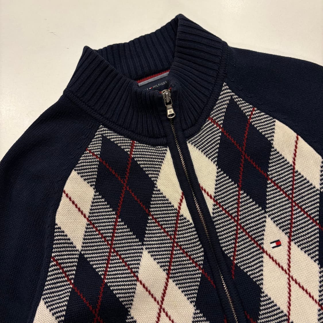 [S] 타미힐피거 아가일 니트 집업 가디건 D706 상품이미지3