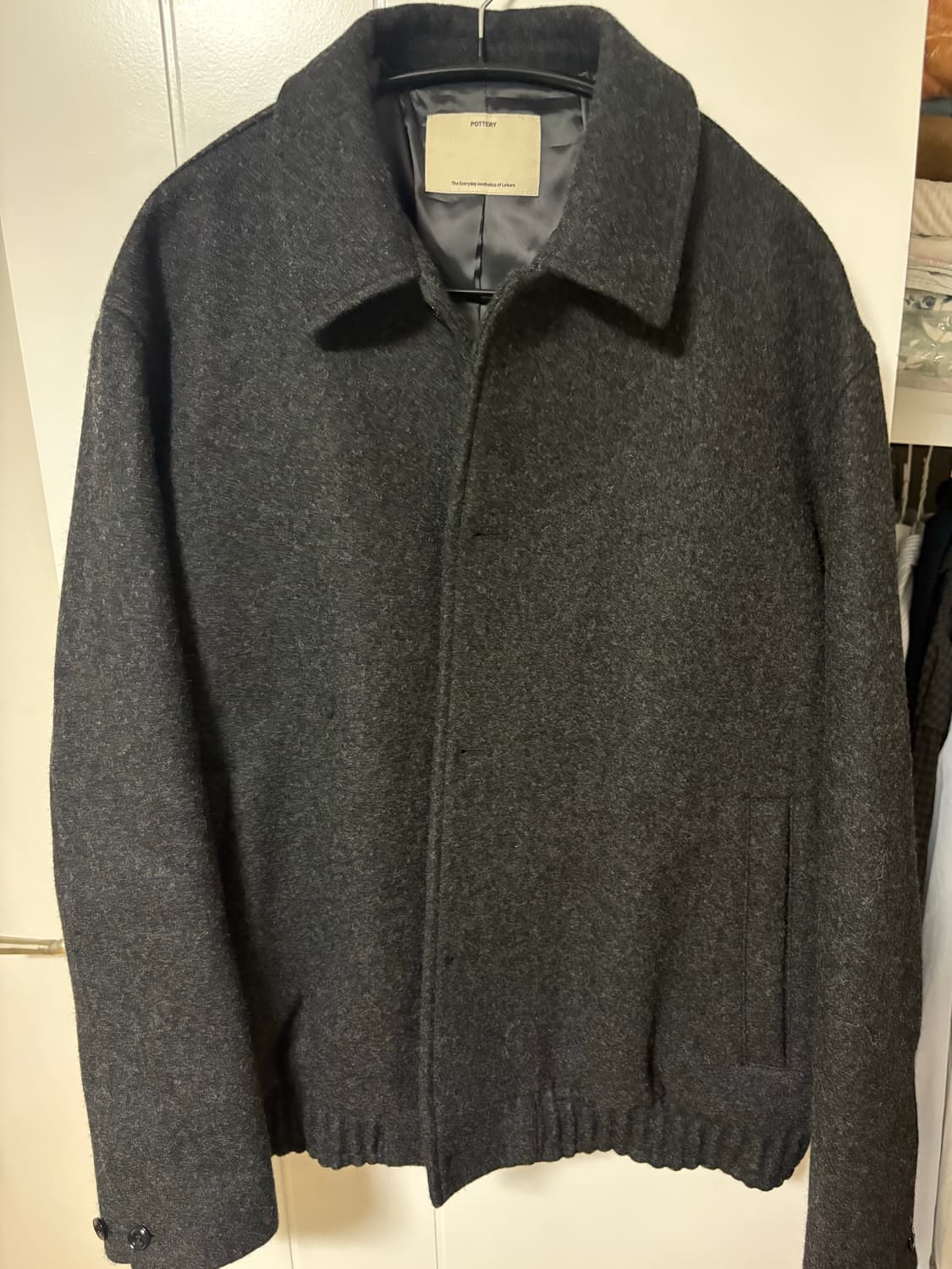 [4] 포터리 멜튼 울 블루종 멜란지 그레이 상품이미지1