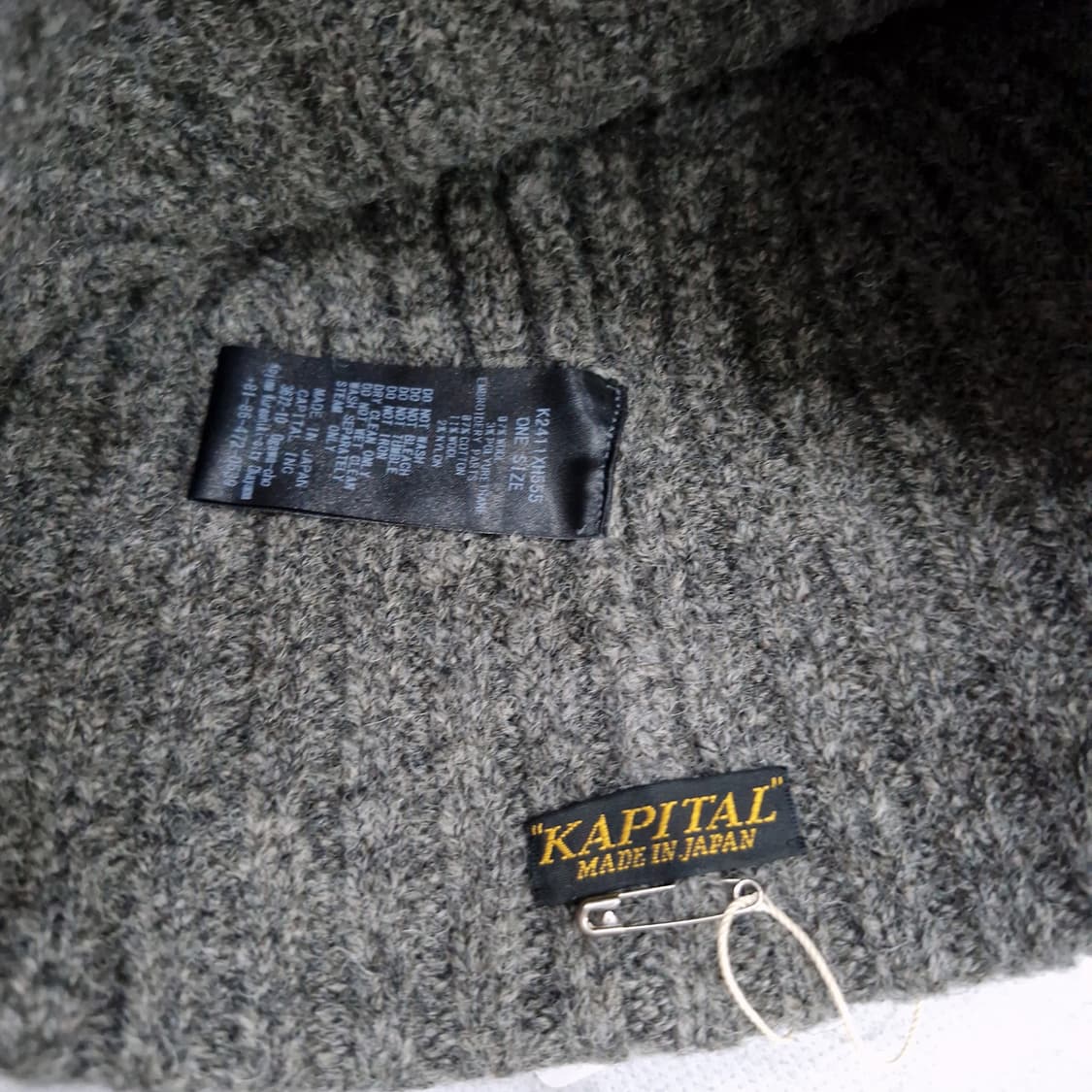 캐피탈 Kapital 5G 스피크이지 비니 울 니트 캡 자수 그레이 차콜 상품이미지3