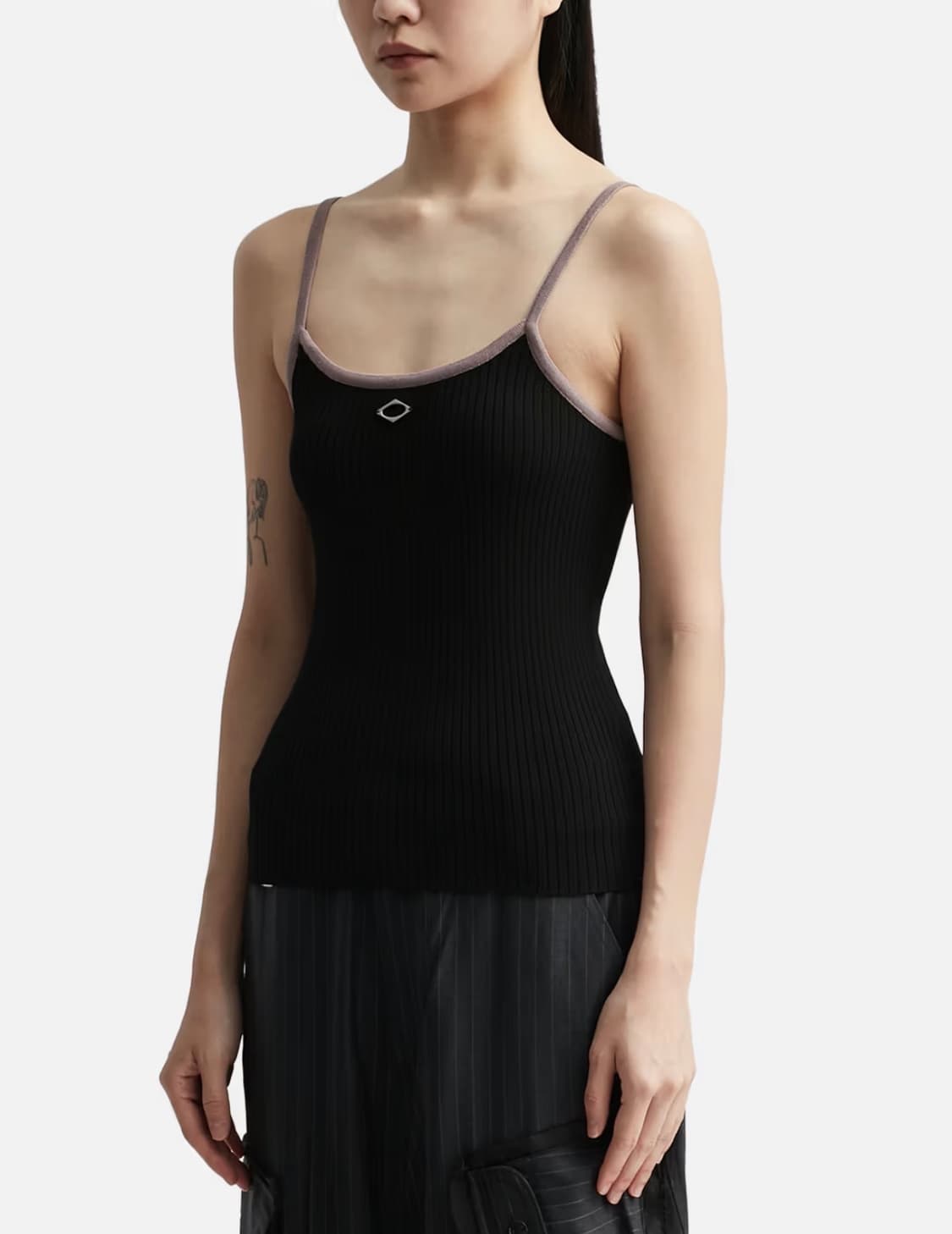 Rhombus Knit Sleeveless Camisole (Black) 상품이미지2