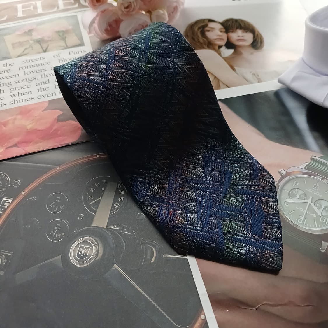 미쏘니 실크 지그재그 패턴 넥타이 9.1cm A+등급 A18527
 상품이미지2