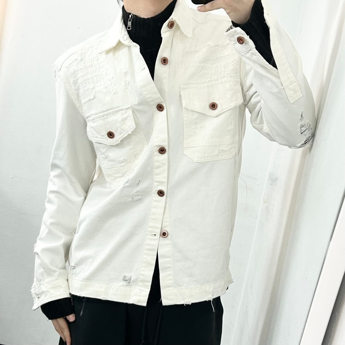 디젤 화이트 데미지 트러커 자켓 상품이미지1