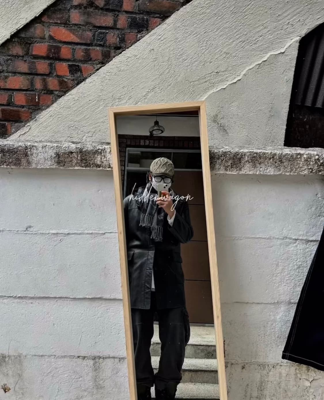  양가죽  블랙컬러 빈티지 후드 코트  110size   상품이미지1