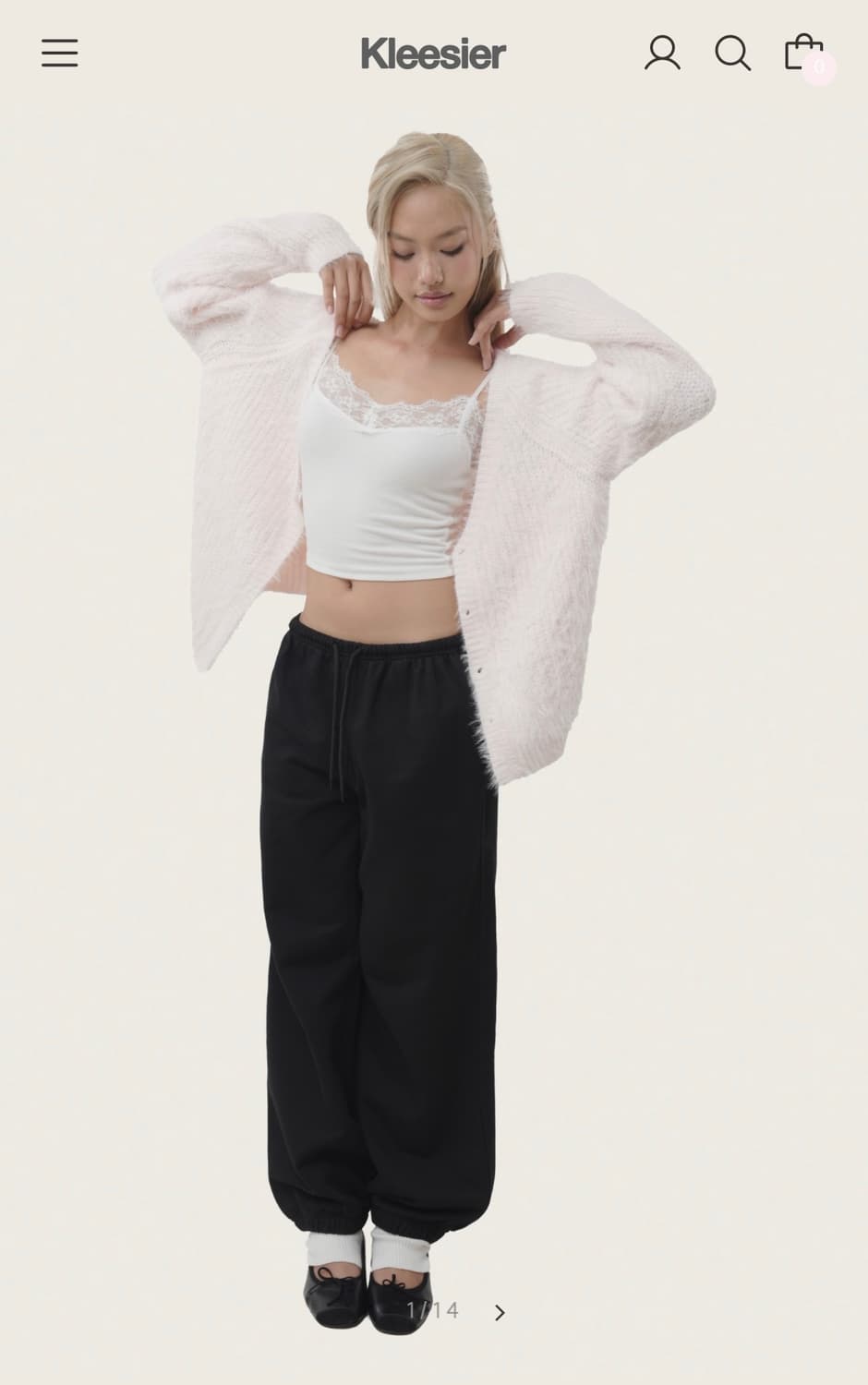 클리시어 슈가플럼 헤어리 가디건 니트 (핑크) 구해요! 상품이미지1