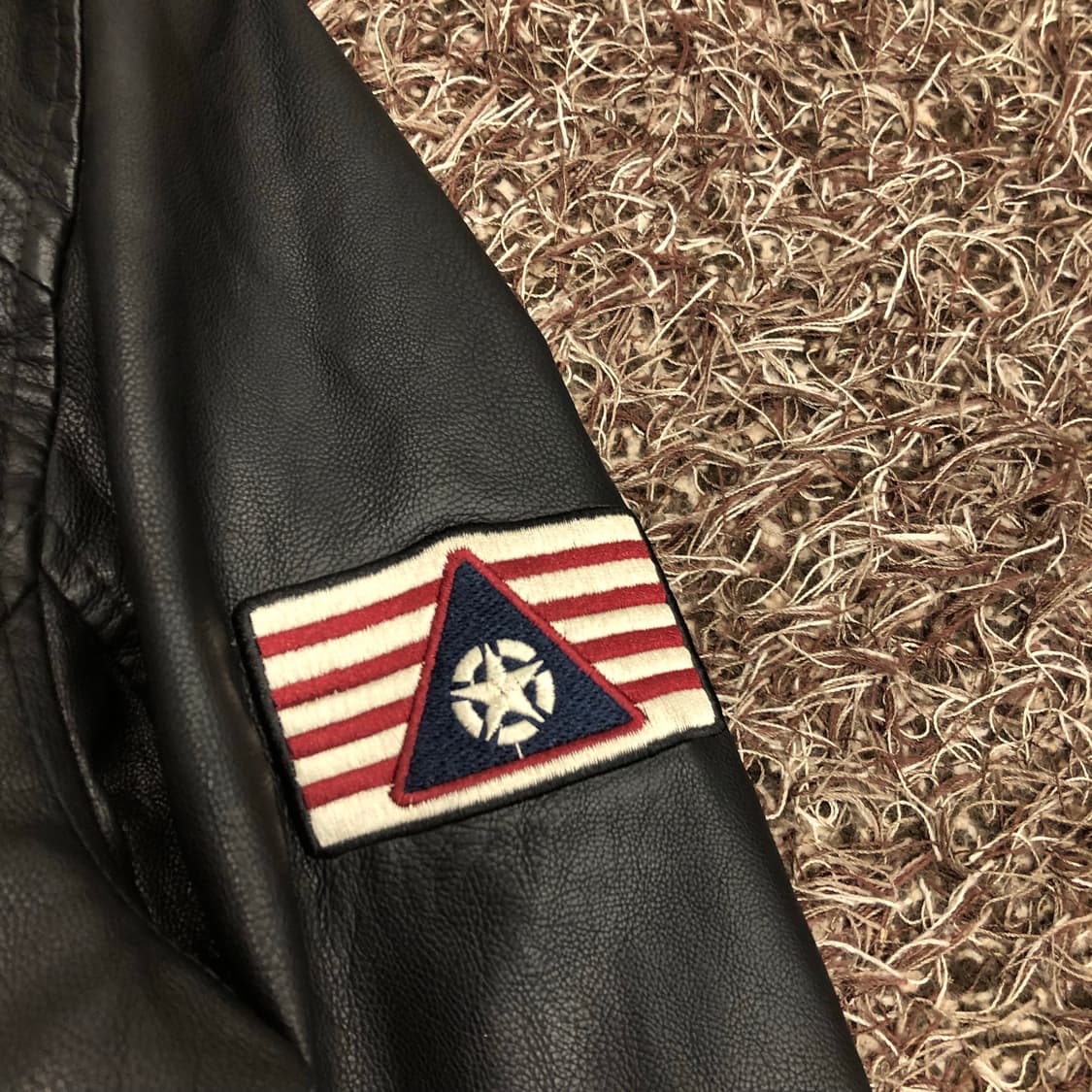 빈티지 패치 Pu레더 블루종 자켓 상품이미지4