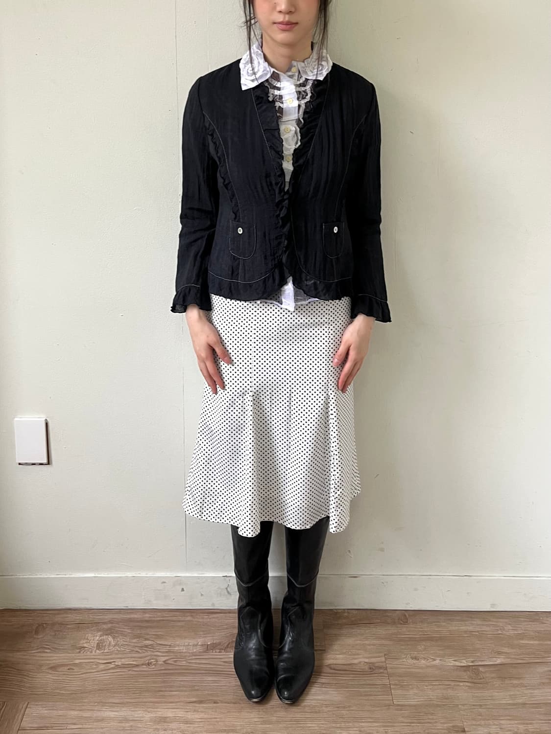 Kansai Bis 블랙 셔링 자켓 상품이미지8