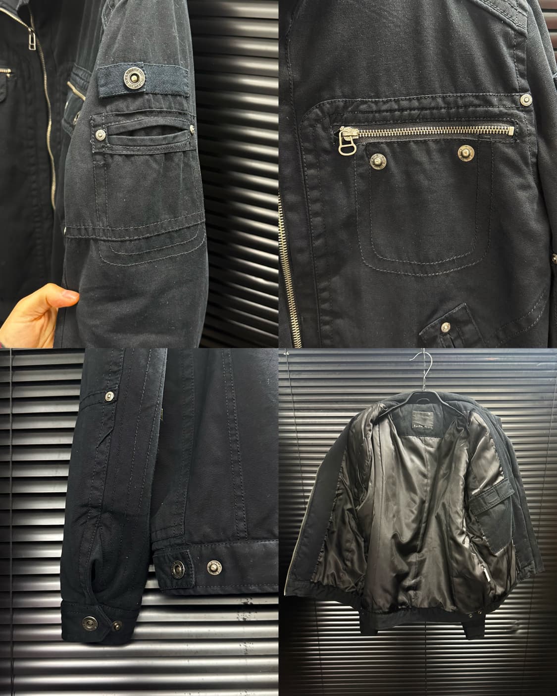 퍼플하트 블랙 하이넥 비죠 워크 자켓 M 95 밀리터리 집업 워시드 코튼 상품이미지6