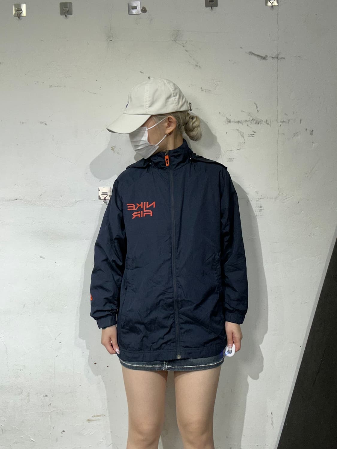  00s 나이키 네이비 에어 후드 바람막이 올드스쿨 트랙 자켓 L 상품이미지2