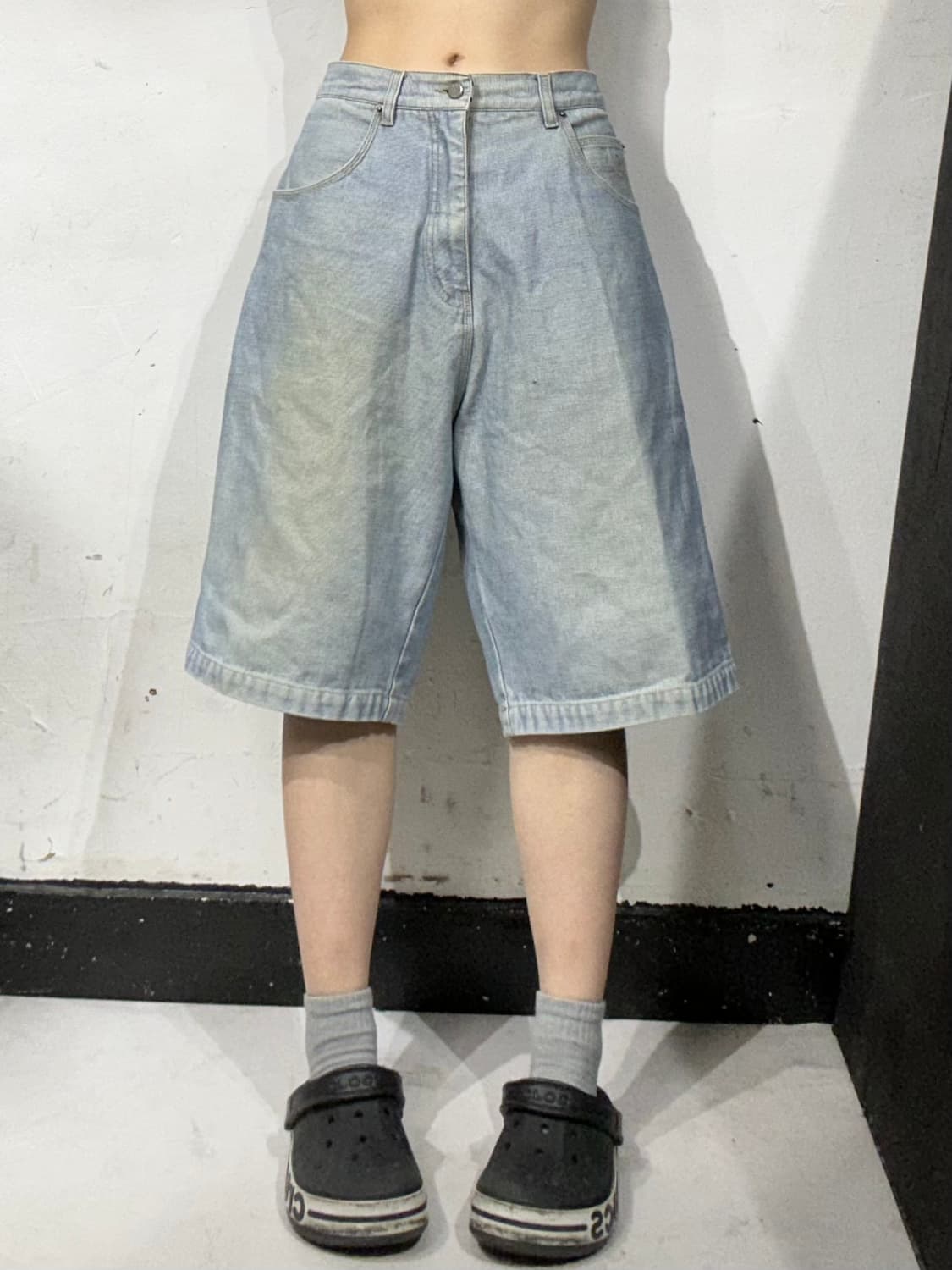 마자 플라바 연청 힙합 새깅 버뮤다 데님 팬츠 청 반바지 M 상품이미지2