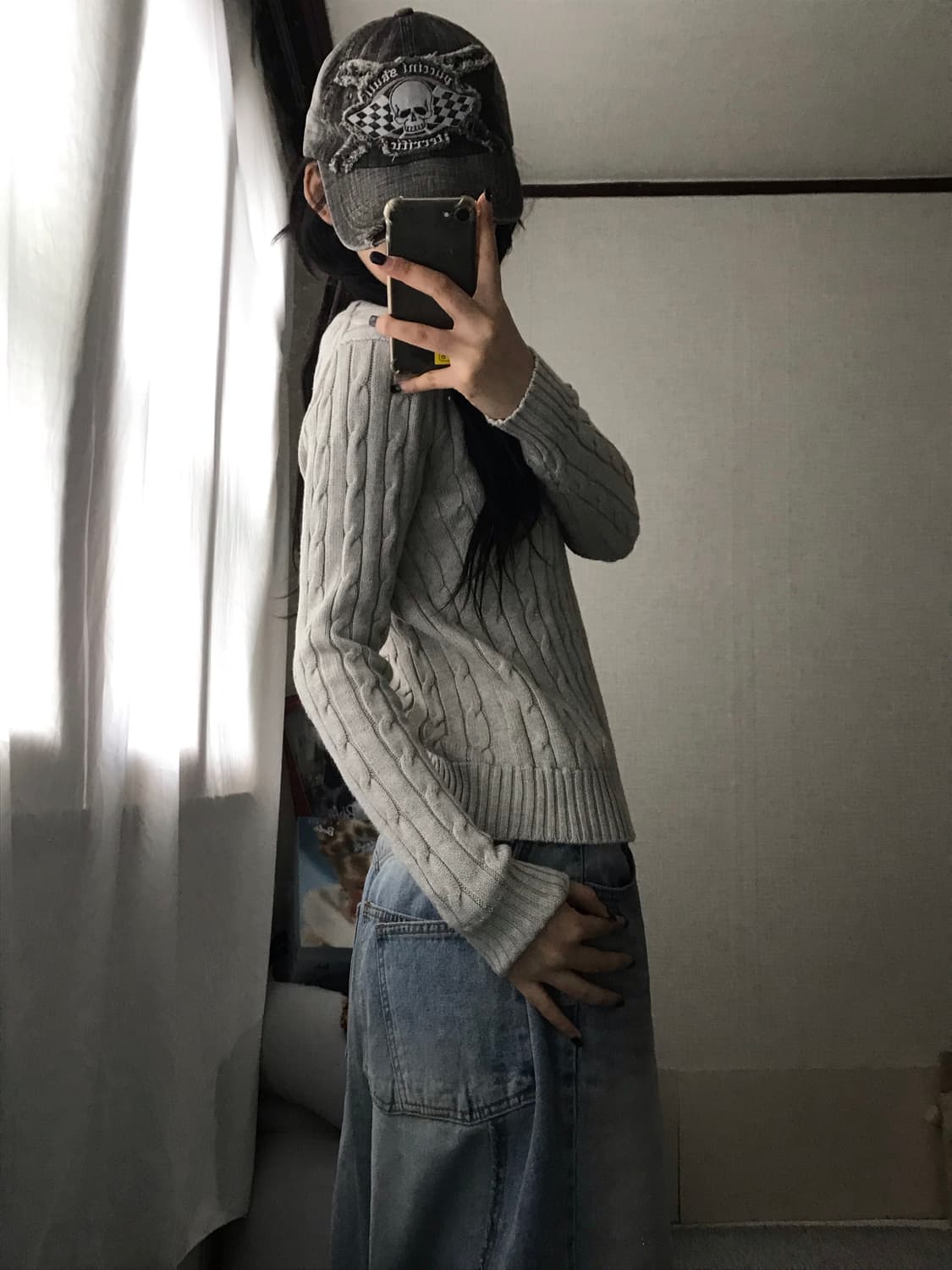 폴로 연그레이 케이블 니트 상품이미지3